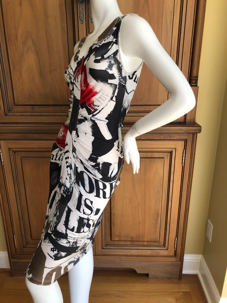 John Galliano Vintage "Galliano Gazette" Newsprint Dress with Bronze