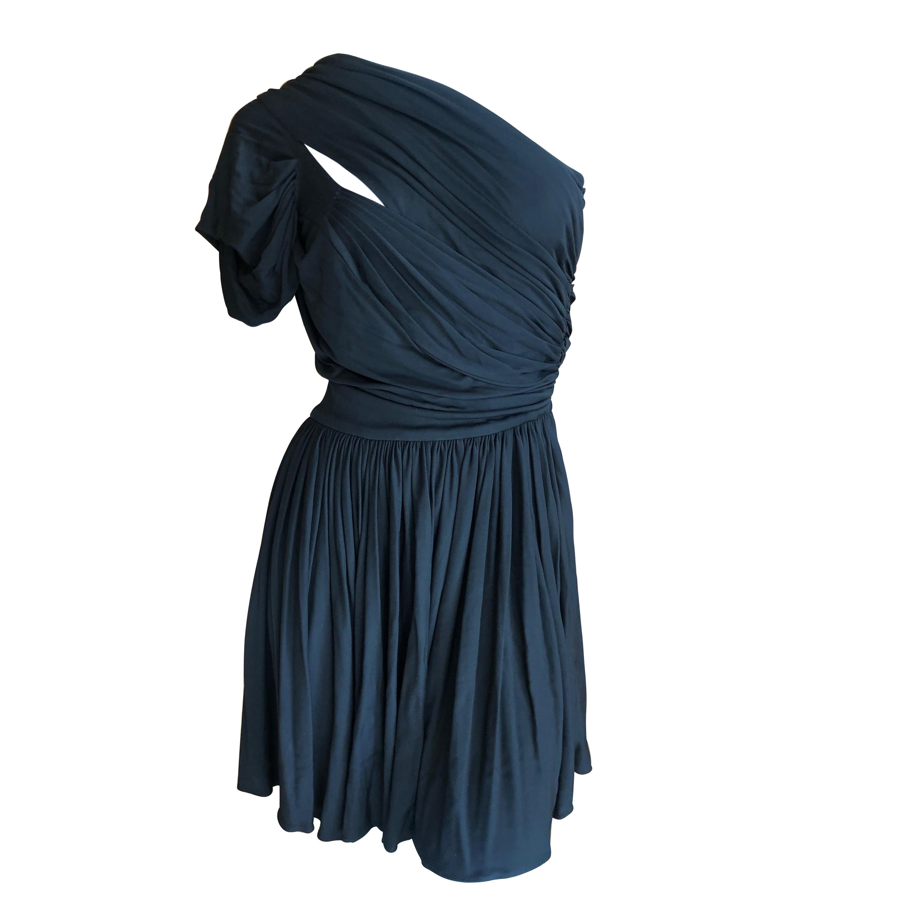 John Galliano Vintage Grecian One Shoulder Little Black Dress with Keyhole For Sale