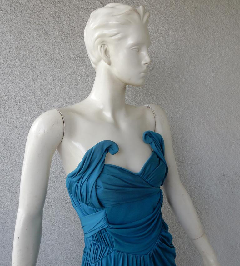 Blue John Galliano 2009 Grecian Sculptured Gown For Sale
