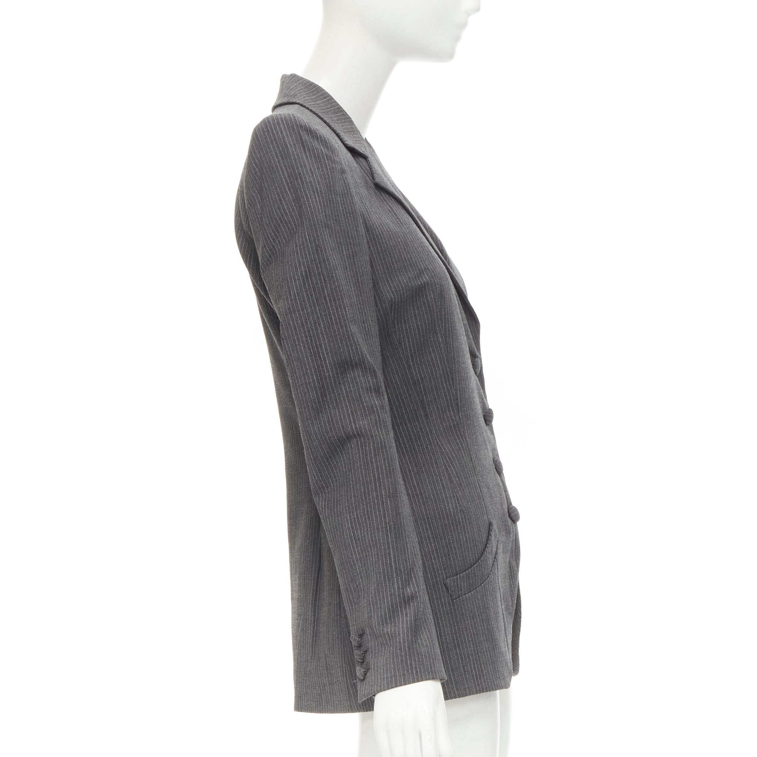 JOHN GALLIANO Vintage grey pinstriped wool blend fitted waist blazer FR38 M In Excellent Condition For Sale In Hong Kong, NT
