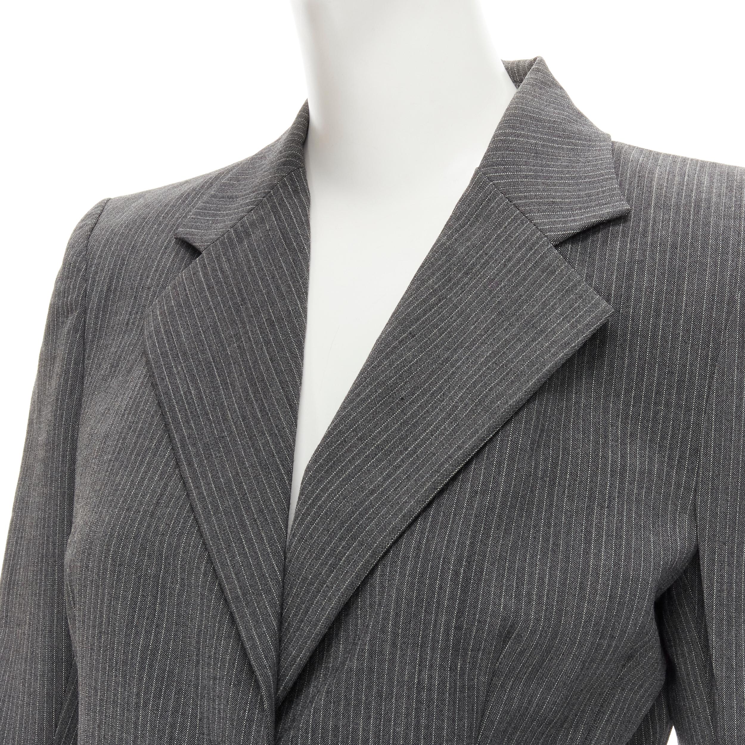 JOHN GALLIANO Vintage grey pinstriped wool blend fitted waist blazer FR38 M For Sale 2