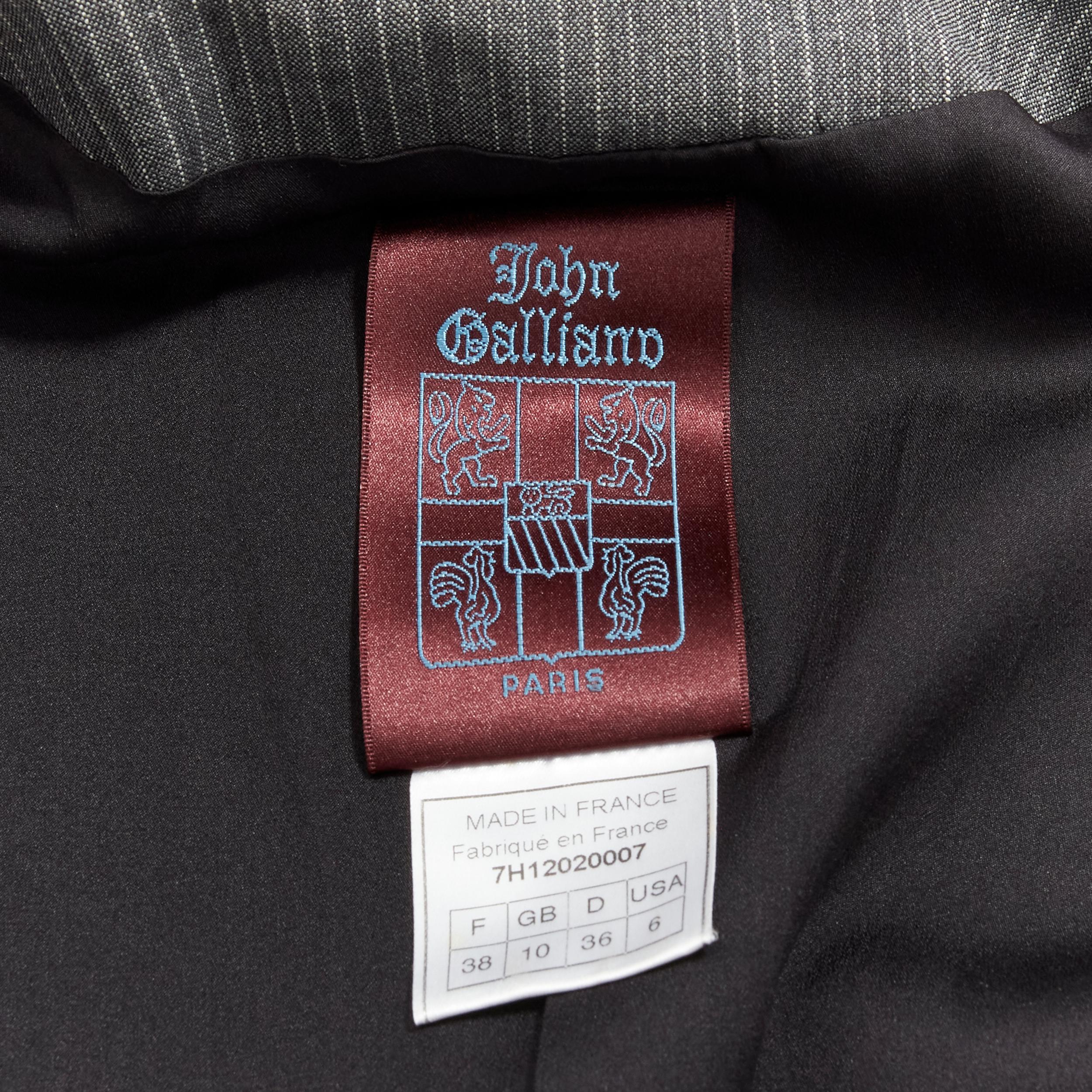 JOHN GALLIANO Vintage grey pinstriped wool blend fitted waist blazer FR38 M For Sale 3