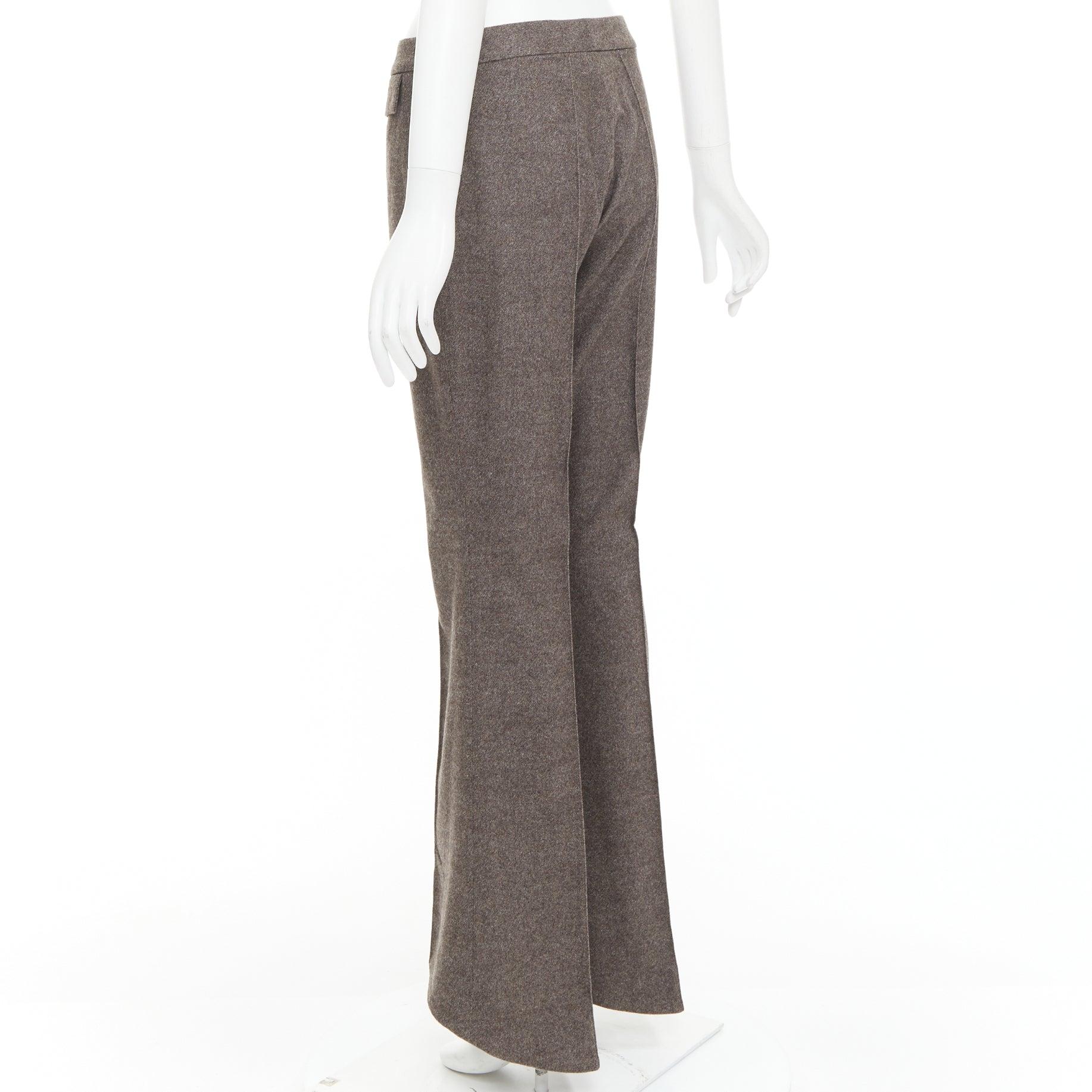 JOHN GALLIANO Pantalón de traje acampanado vintage gris topo mezcla de lana y cachemira FR40 L en venta 1