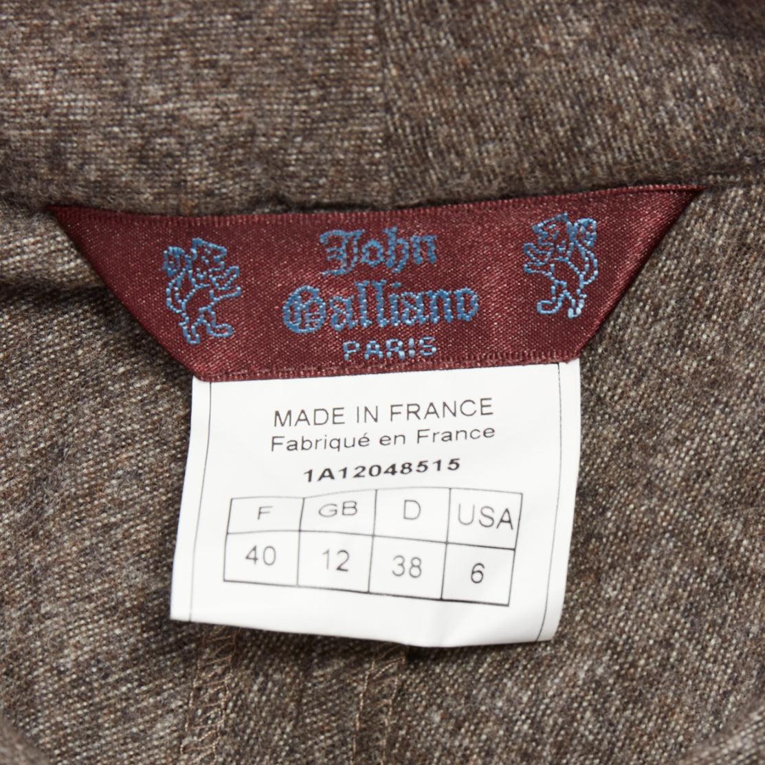 JOHN GALLIANO Pantalón de traje acampanado vintage gris topo mezcla de lana y cachemira FR40 L en venta 3
