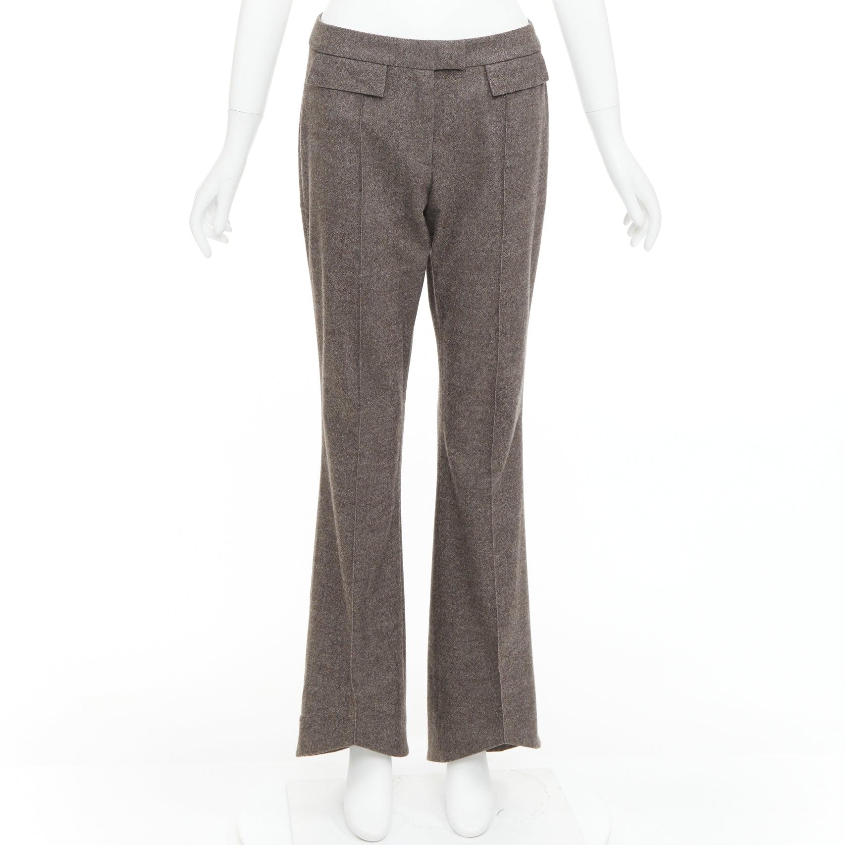 JOHN GALLIANO Pantalón de traje acampanado vintage gris topo mezcla de lana y cachemira FR40 L en venta 4
