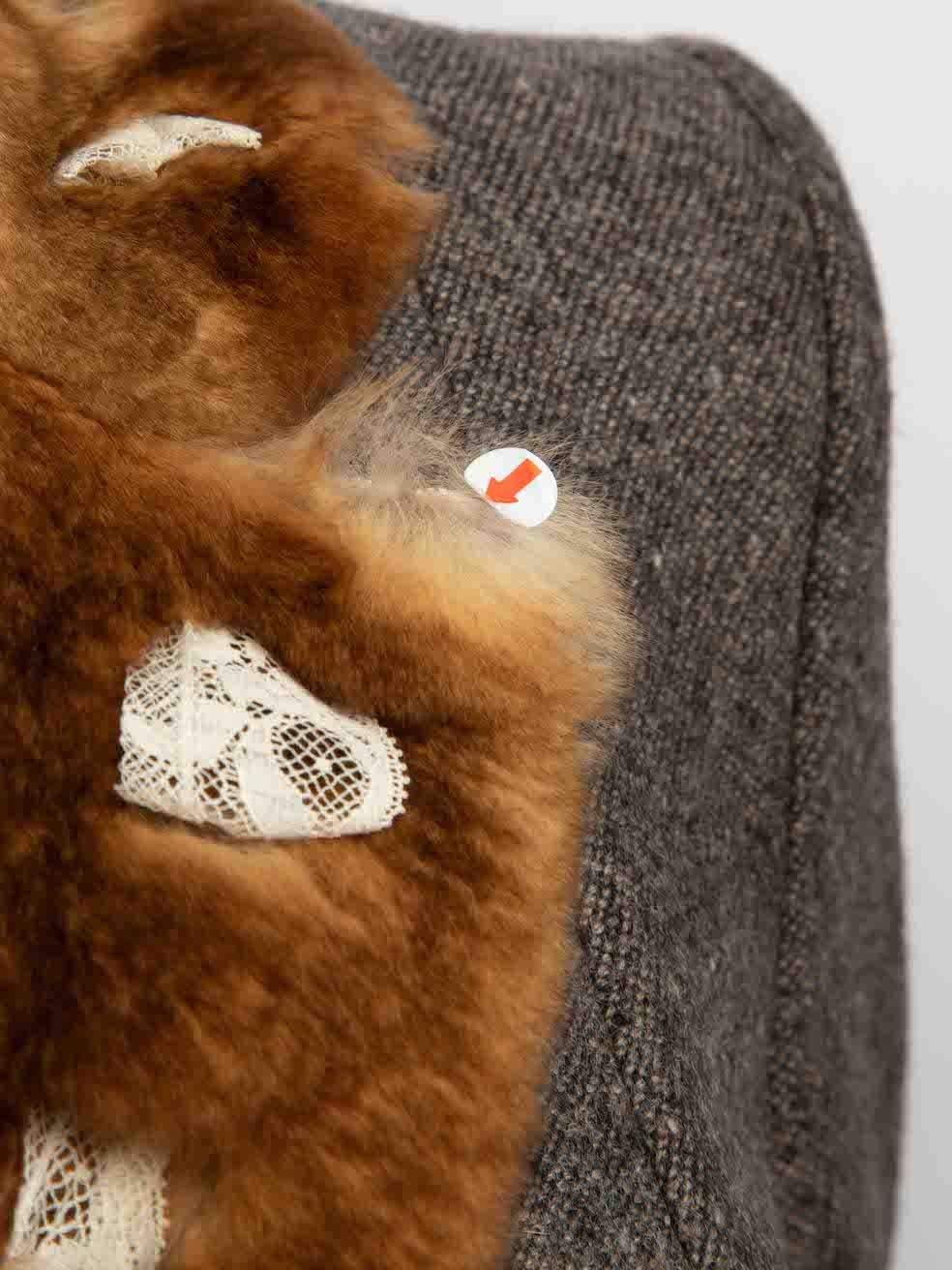John Galliano Vintage Grey Wool Fur Trim Blazer Size L 1