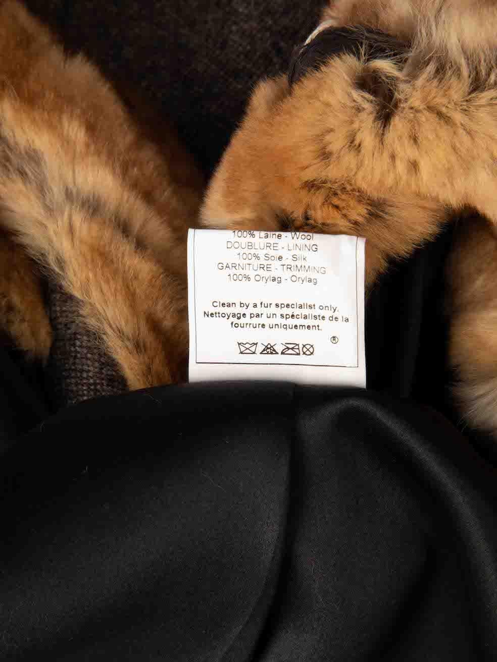 John Galliano Vintage Grey Wool Fur Trim Blazer Size L 2