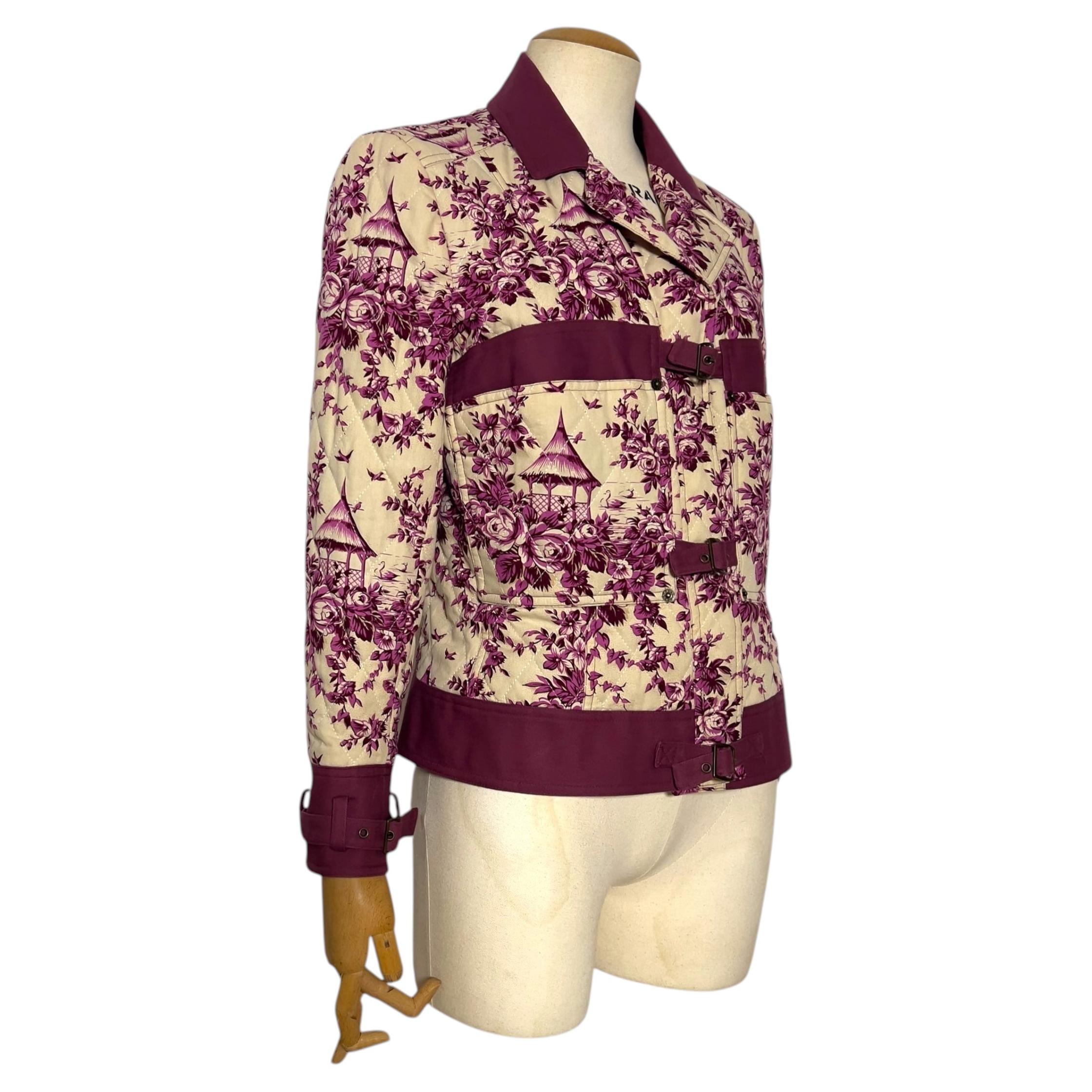 John Galliano Vintage Jacket in Toile de Jouy Print 2004FW