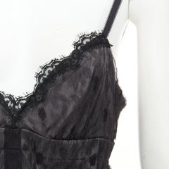 JOHN GALLIANO Vintage Joyce grey floral lace polka dot trim silk camisole top S