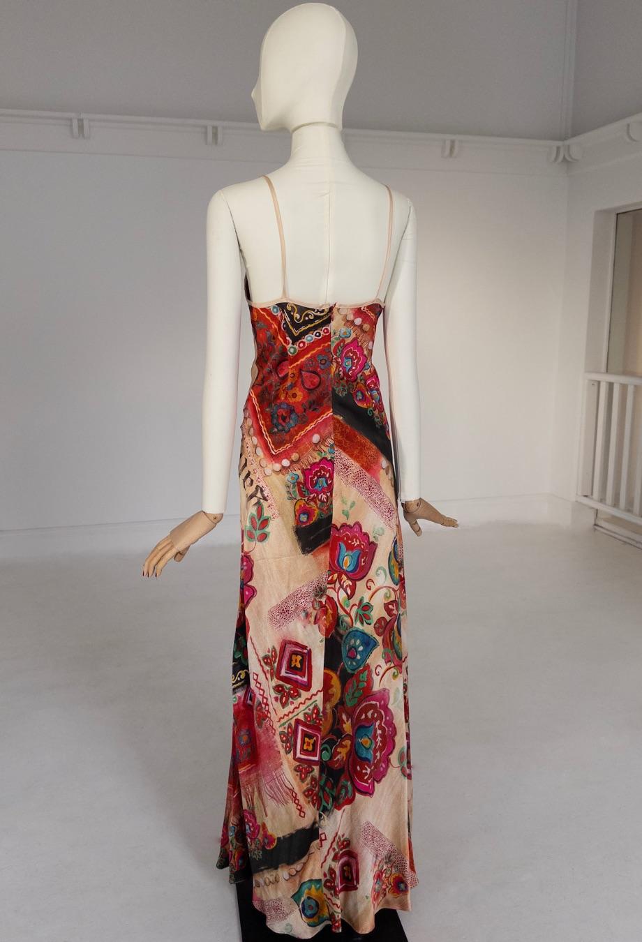 John Galliano Vestido Vintage Paisley Gown en venta 1