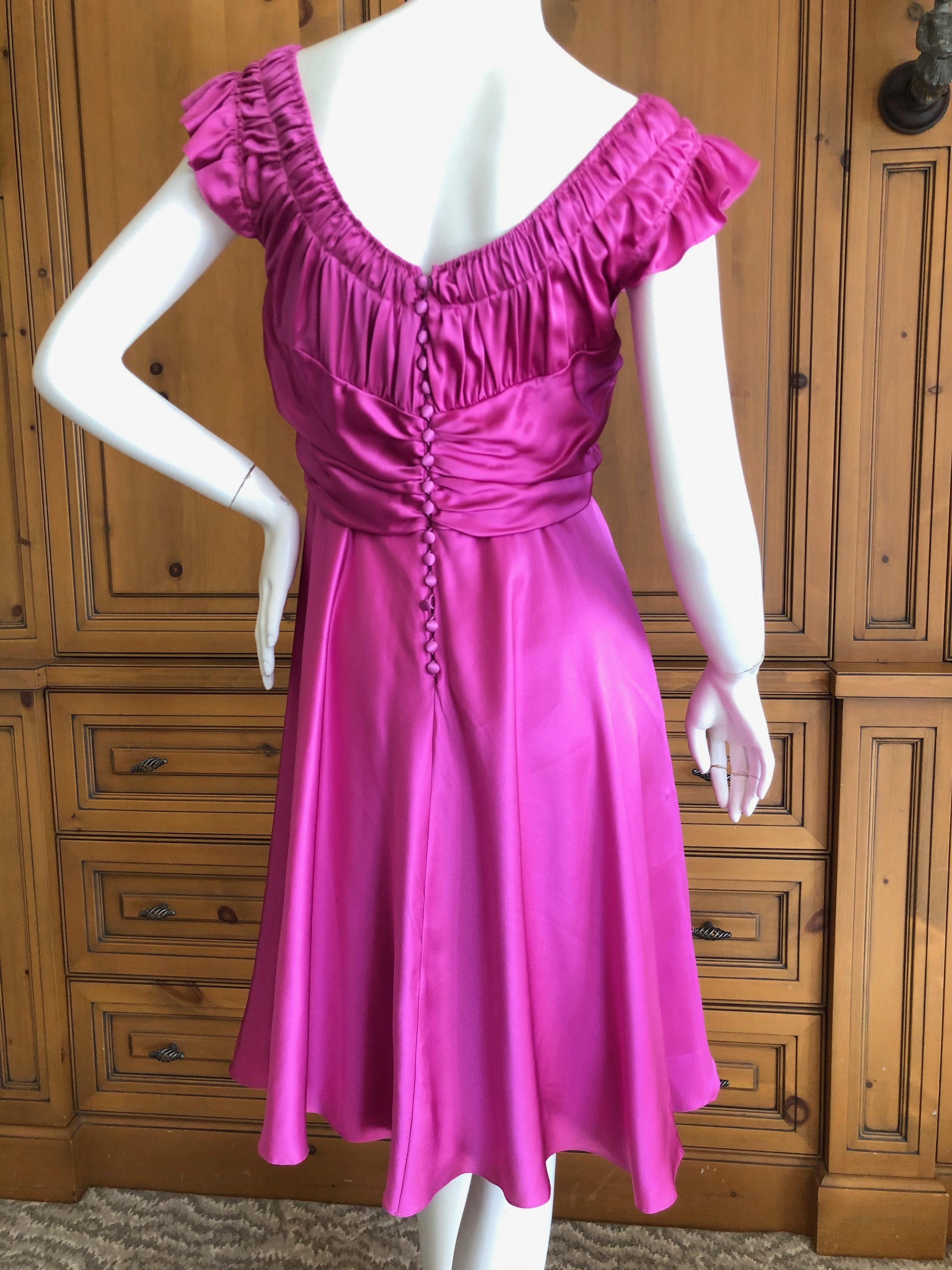   John Galliano Vintage Pink Low Cut Dress with Gathered Details In Excellent Condition For Sale In Cloverdale, CA