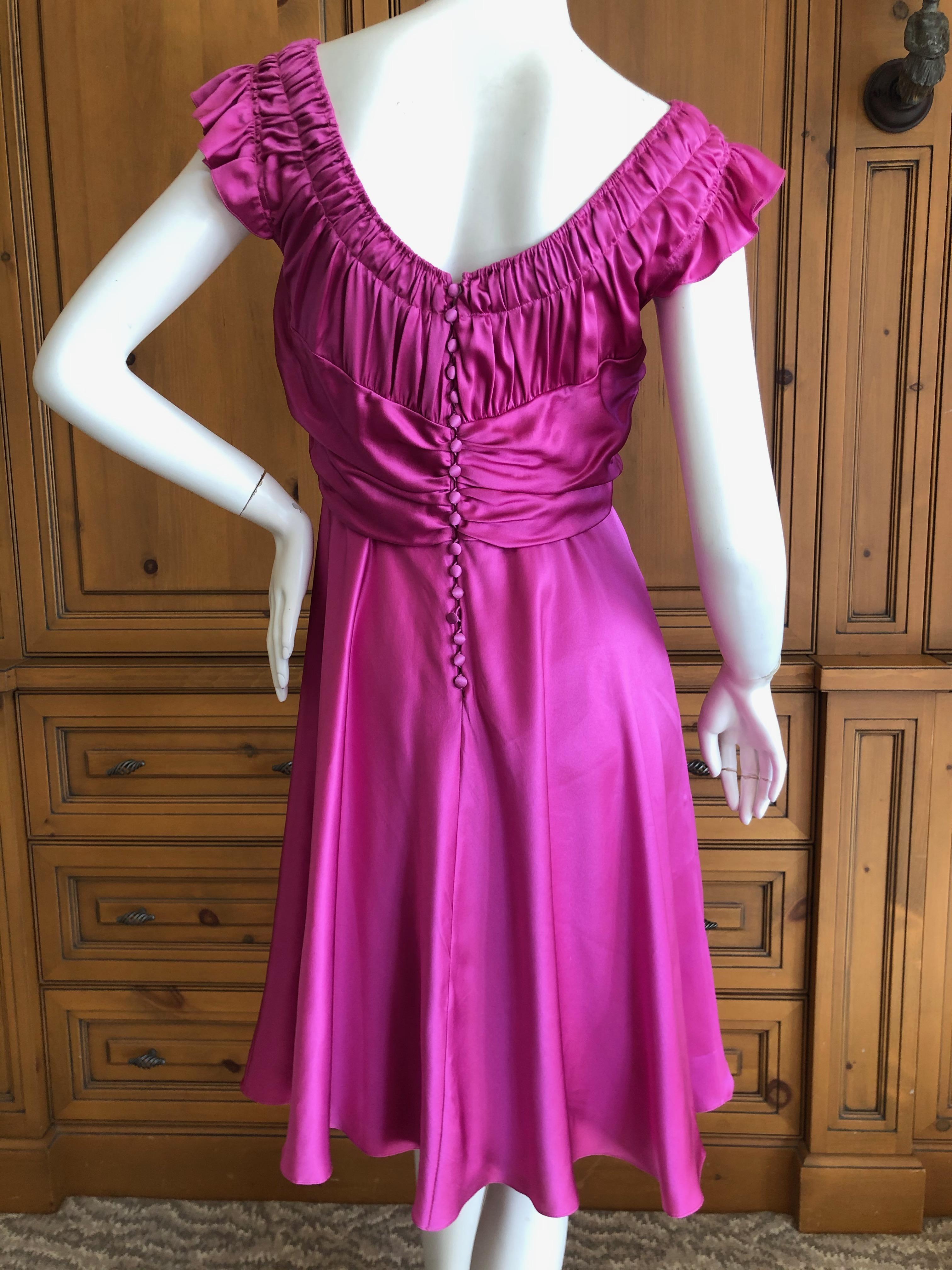Women's   John Galliano Vintage Pink Low Cut Dress with Gathered Details For Sale
