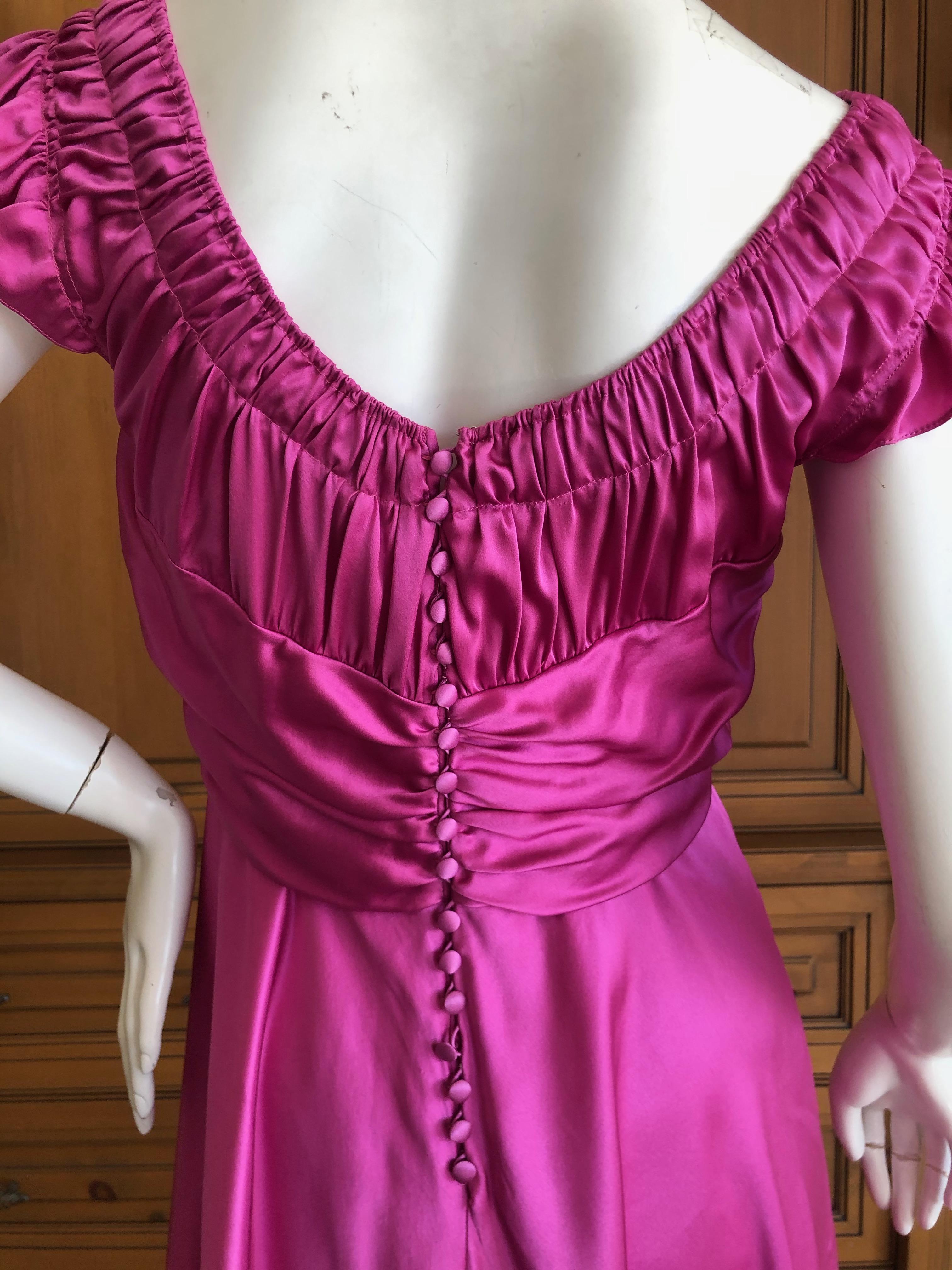   John Galliano Vintage Pink Low Cut Dress with Gathered Details For Sale 1
