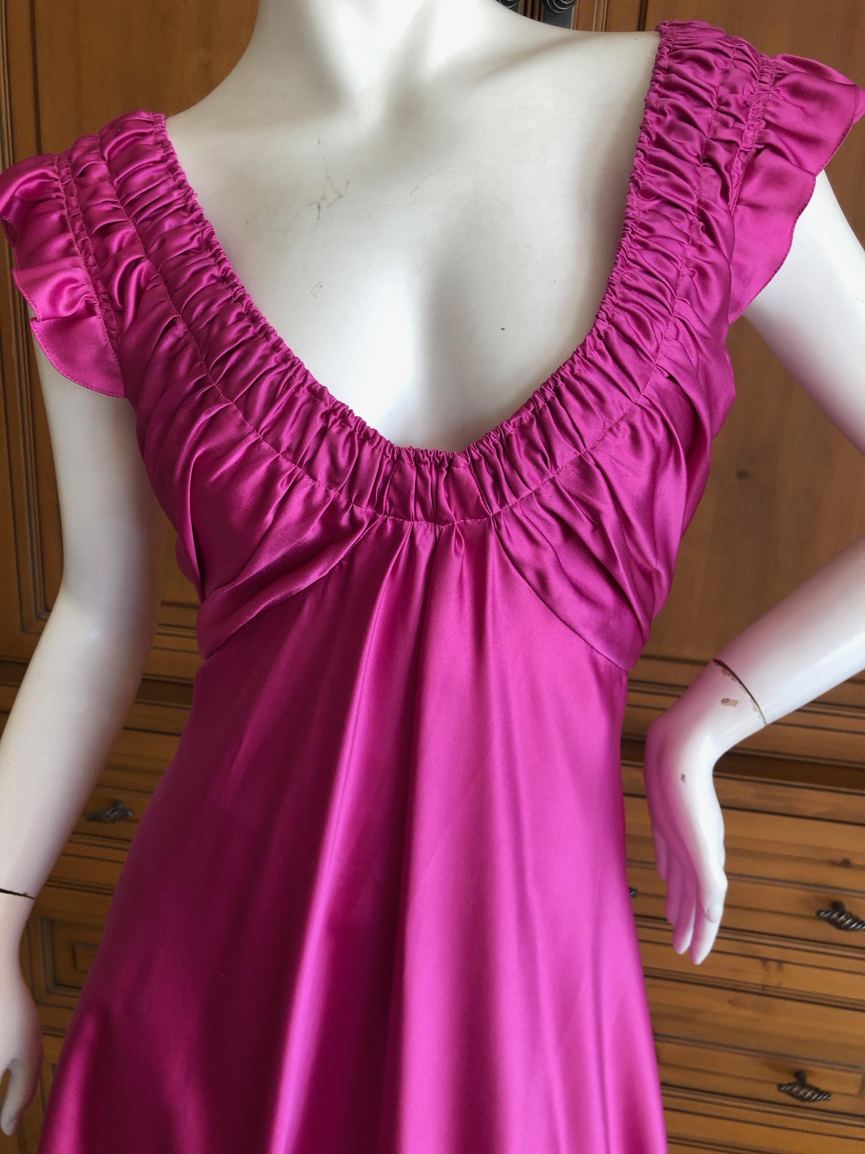   John Galliano Vintage Pink Low Cut Dress with Gathered Details For Sale 3