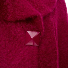 JOHN GALLIANO Vintage pink mohair blend shearling pyramid button cape jacket M