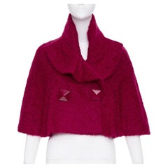 JOHN GALLIANO Vintage pink mohair blend shearling pyramid button cape jacket M