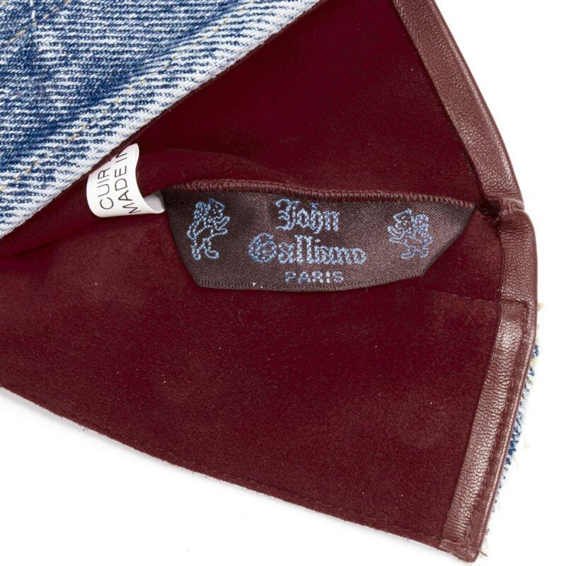 Women's JOHN GALLIANO Vintage red calfskin leather denim fingerless floves