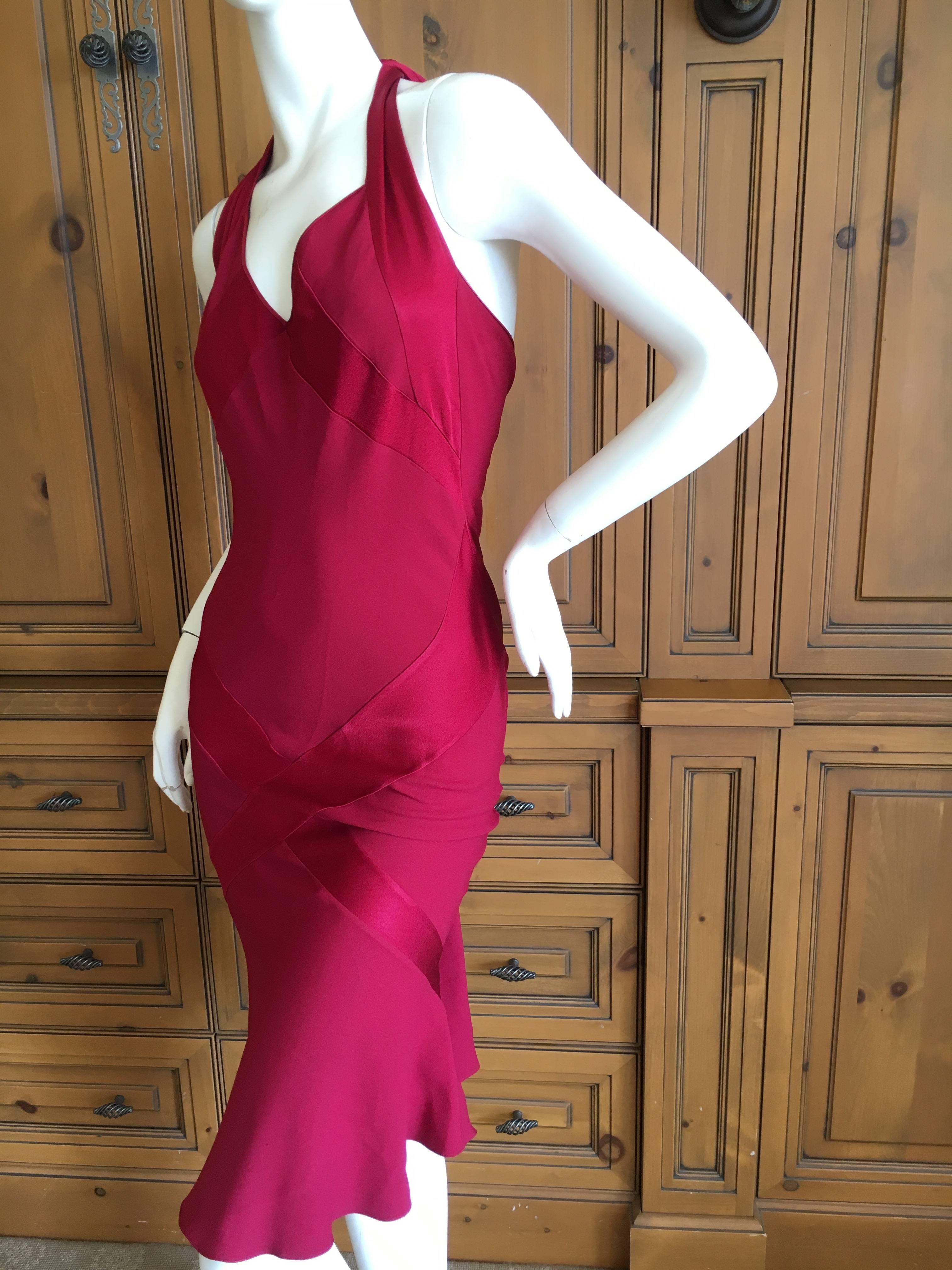 John Galliano Vintage Red Cocktail Dress With Tassel Tie Back  In Excellent Condition For Sale In Cloverdale, CA