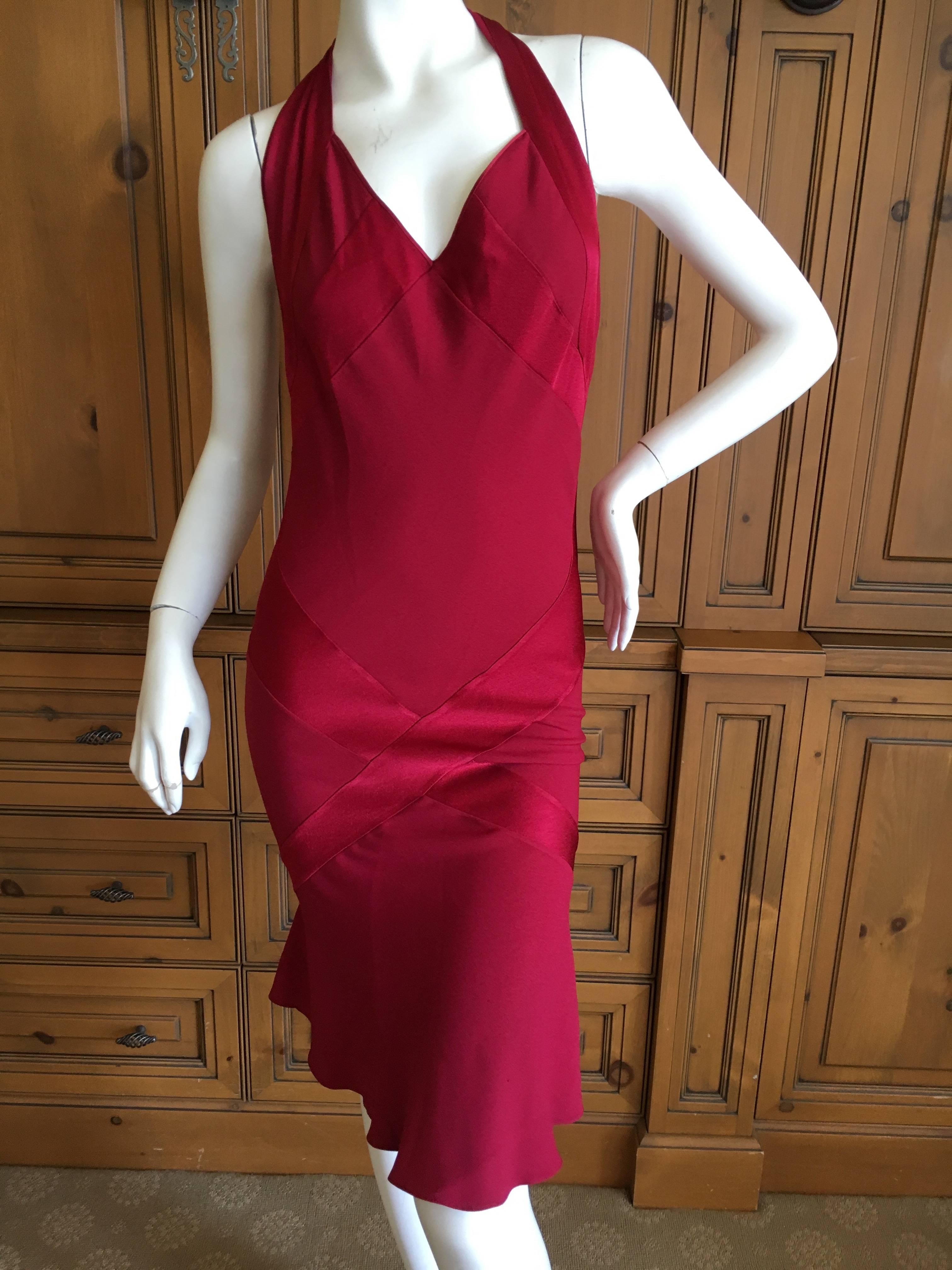 Women's John Galliano Vintage Red Cocktail Dress With Tassel Tie Back  For Sale