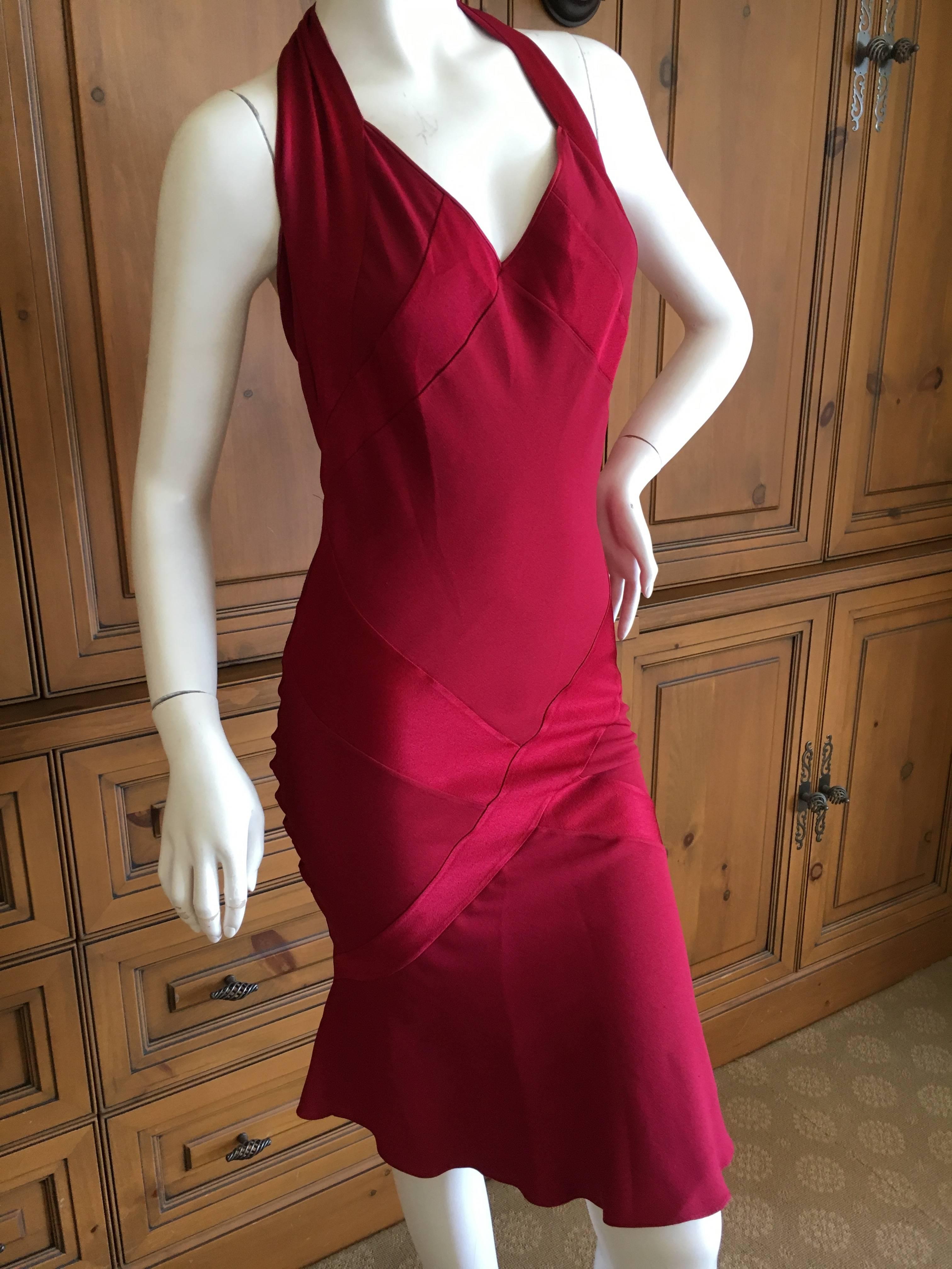 John Galliano Vintage Red Cocktail Dress With Tassel Tie Back  For Sale 2