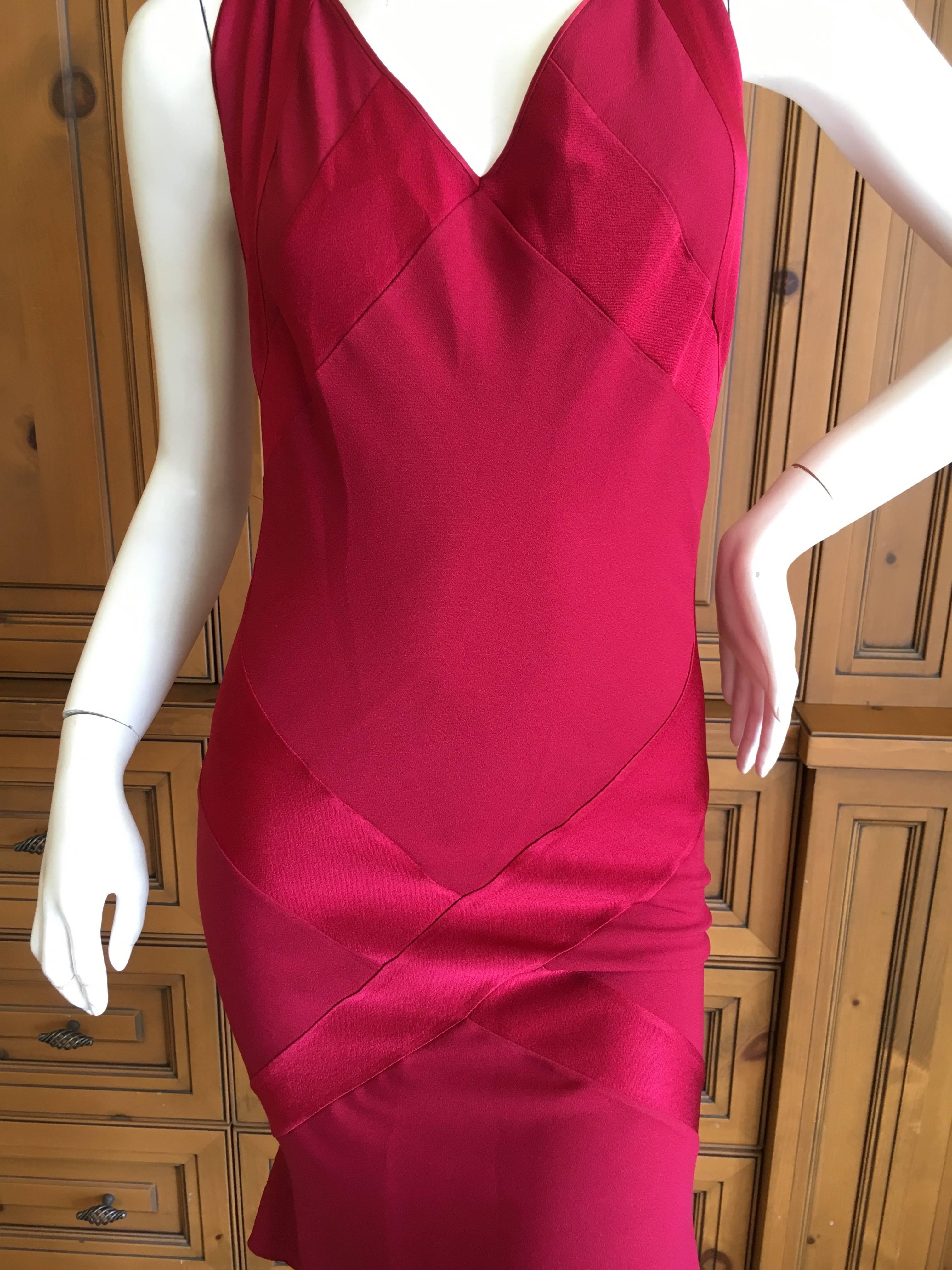 John Galliano Vintage Red Cocktail Dress With Tassel Tie Back  For Sale 3