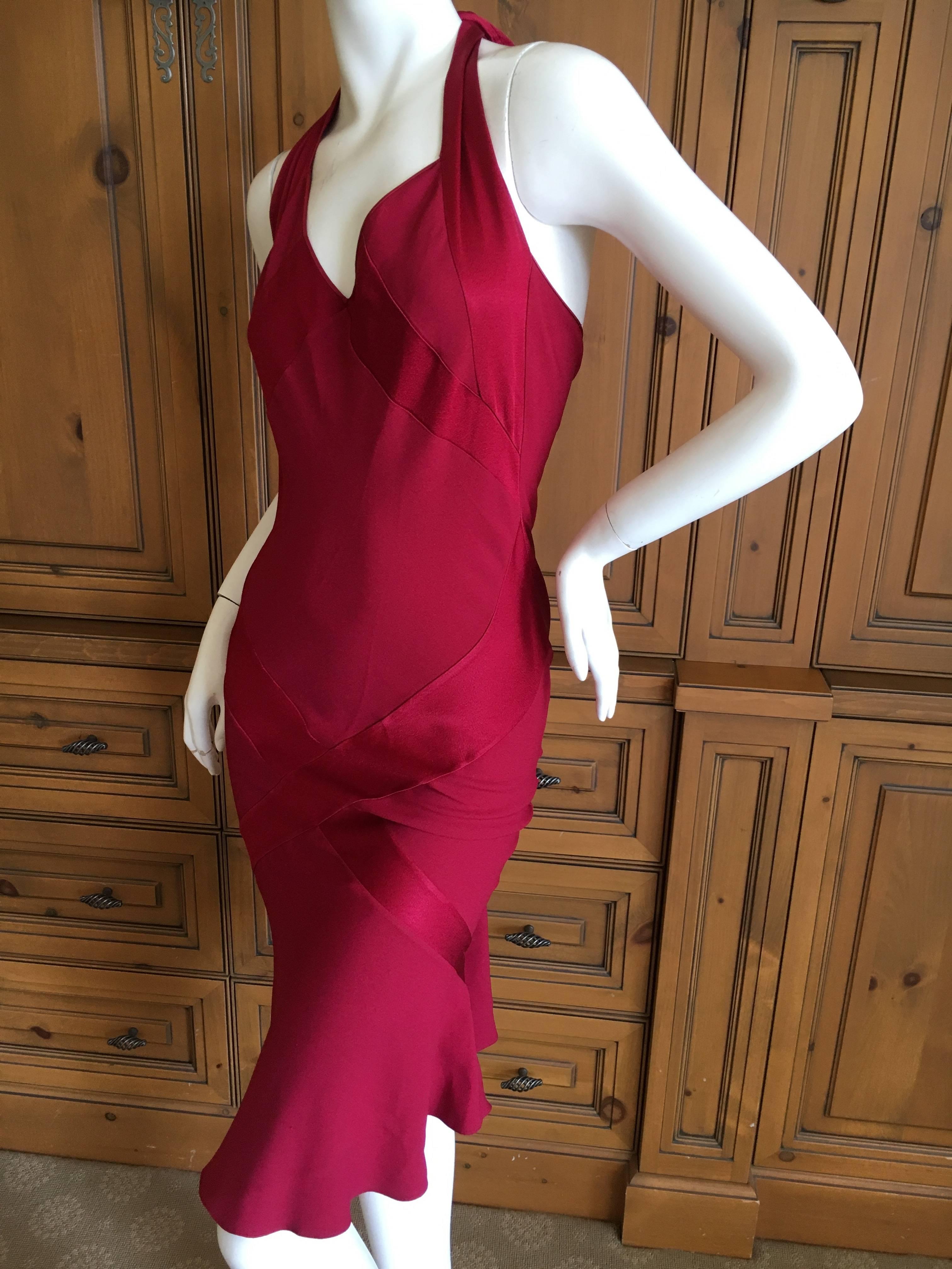 John Galliano Vintage Red Cocktail Dress With Tassel Tie Back  For Sale 4