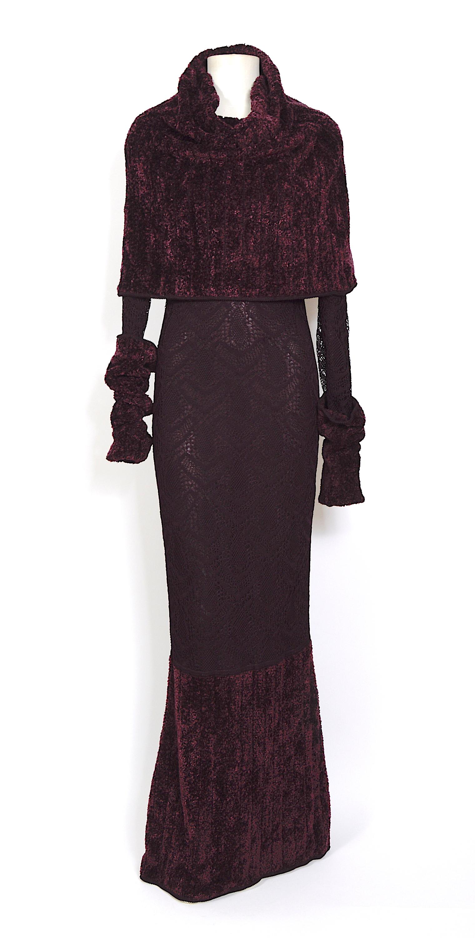 John Galliano vintage runway fall 1999/2000 knit and lace crochet long dress In Excellent Condition In Antwerp, BE