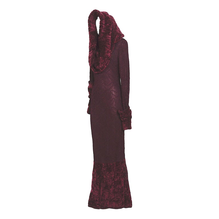 1990s Dusky Rose John Galliano Open Weave Knit Dress