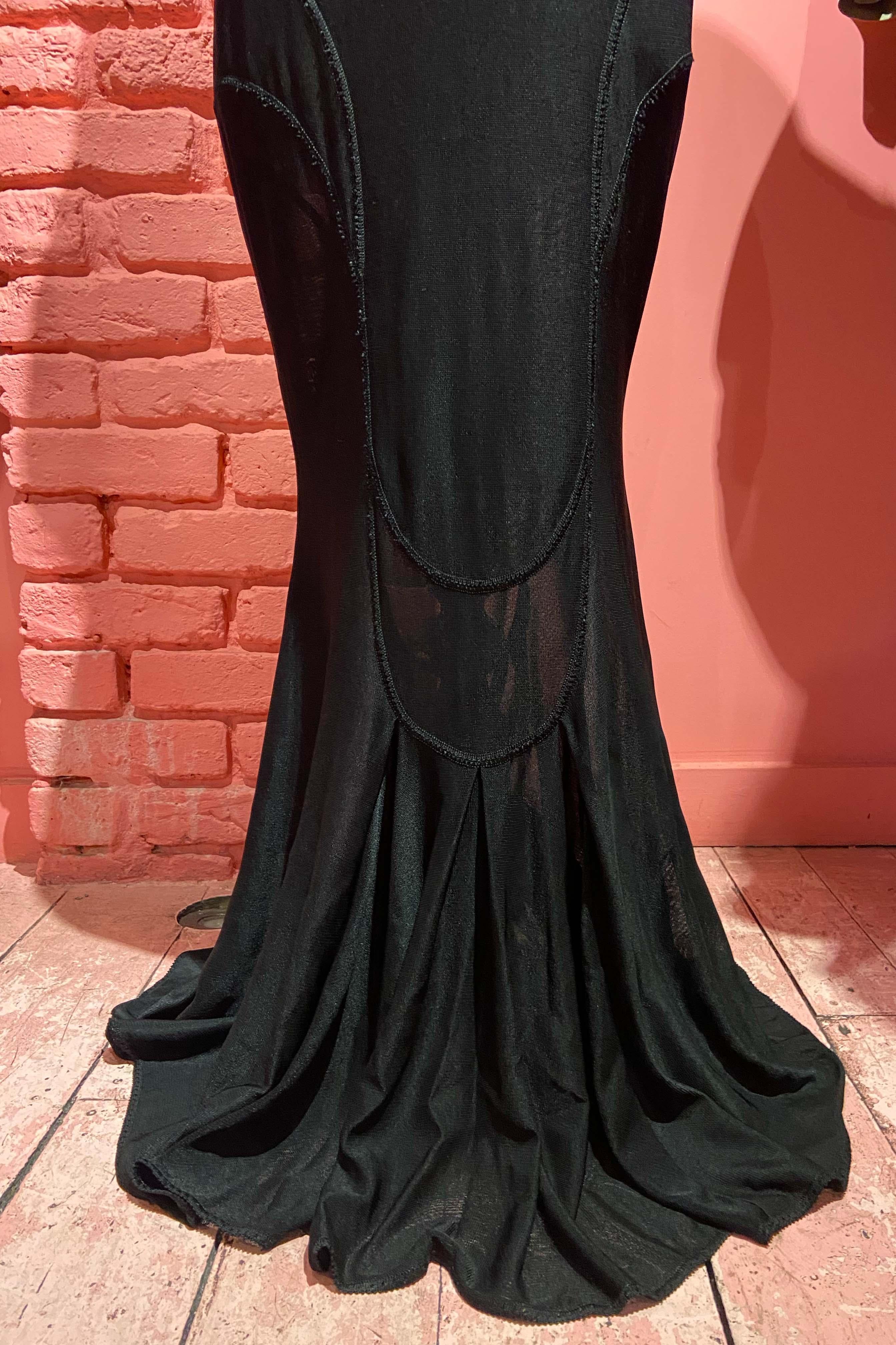 John Galliano Vintage S/S 2004 Black Mermaid Knit Diamonds Dress In Excellent Condition In London, GB