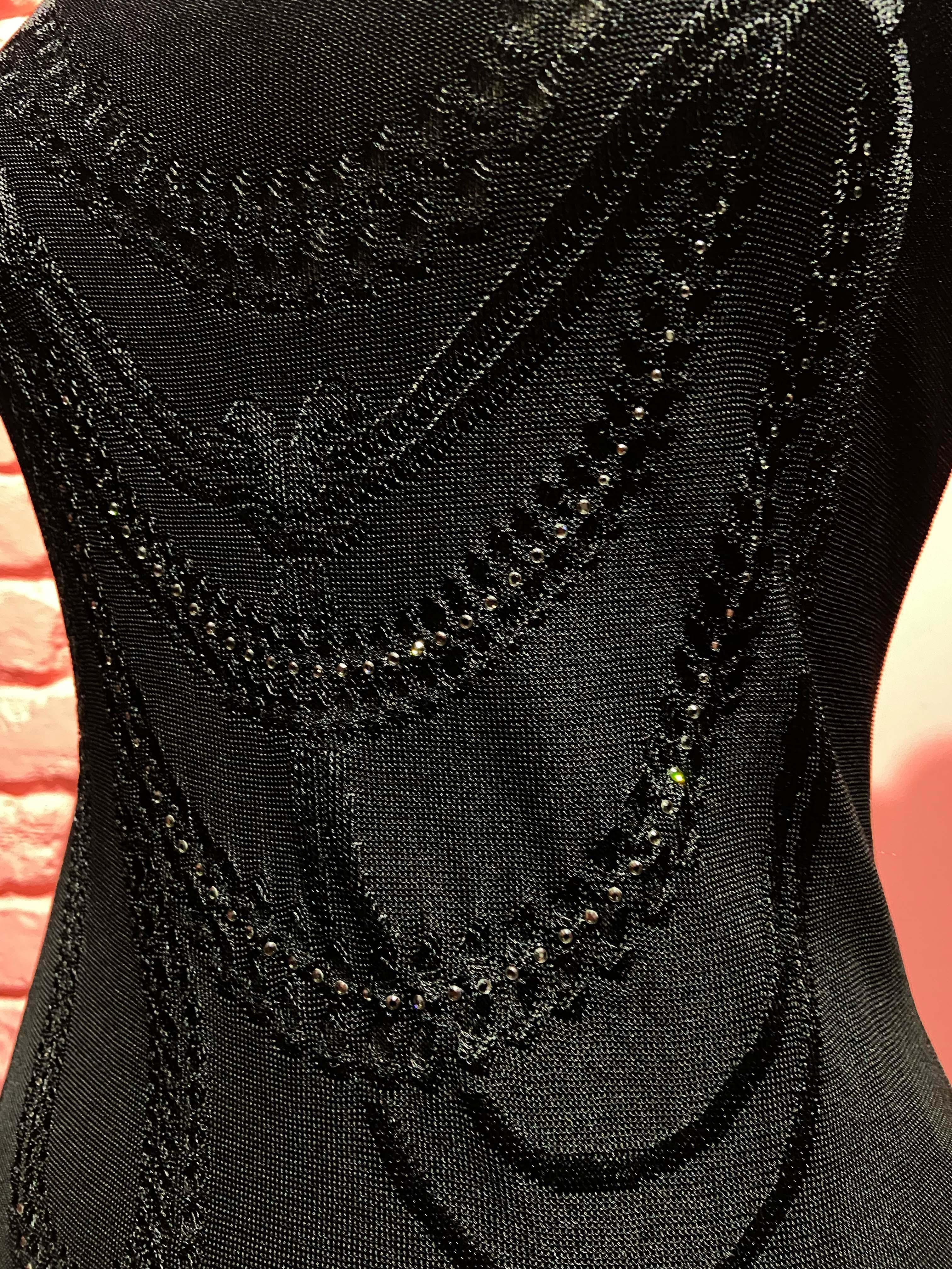 John Galliano Vintage S/S 2004 Black Mermaid Knit Diamonds Dress 1