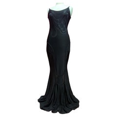 John Galliano Vintage S/S 2004 Black Mermaid Knit Diamonds Dress