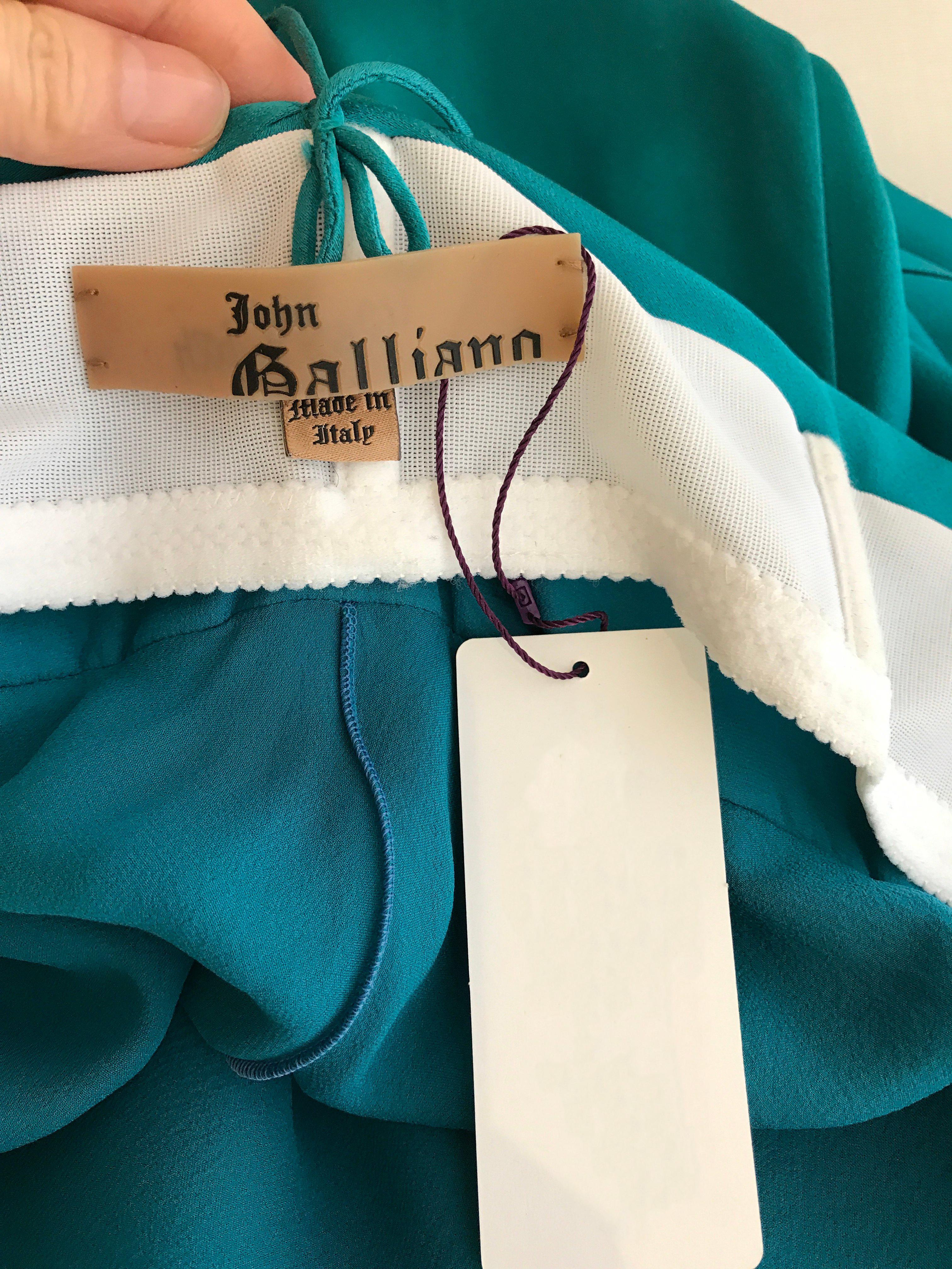 John Galliano Vintage Teal Blue Silk Halter Gown For Sale 1