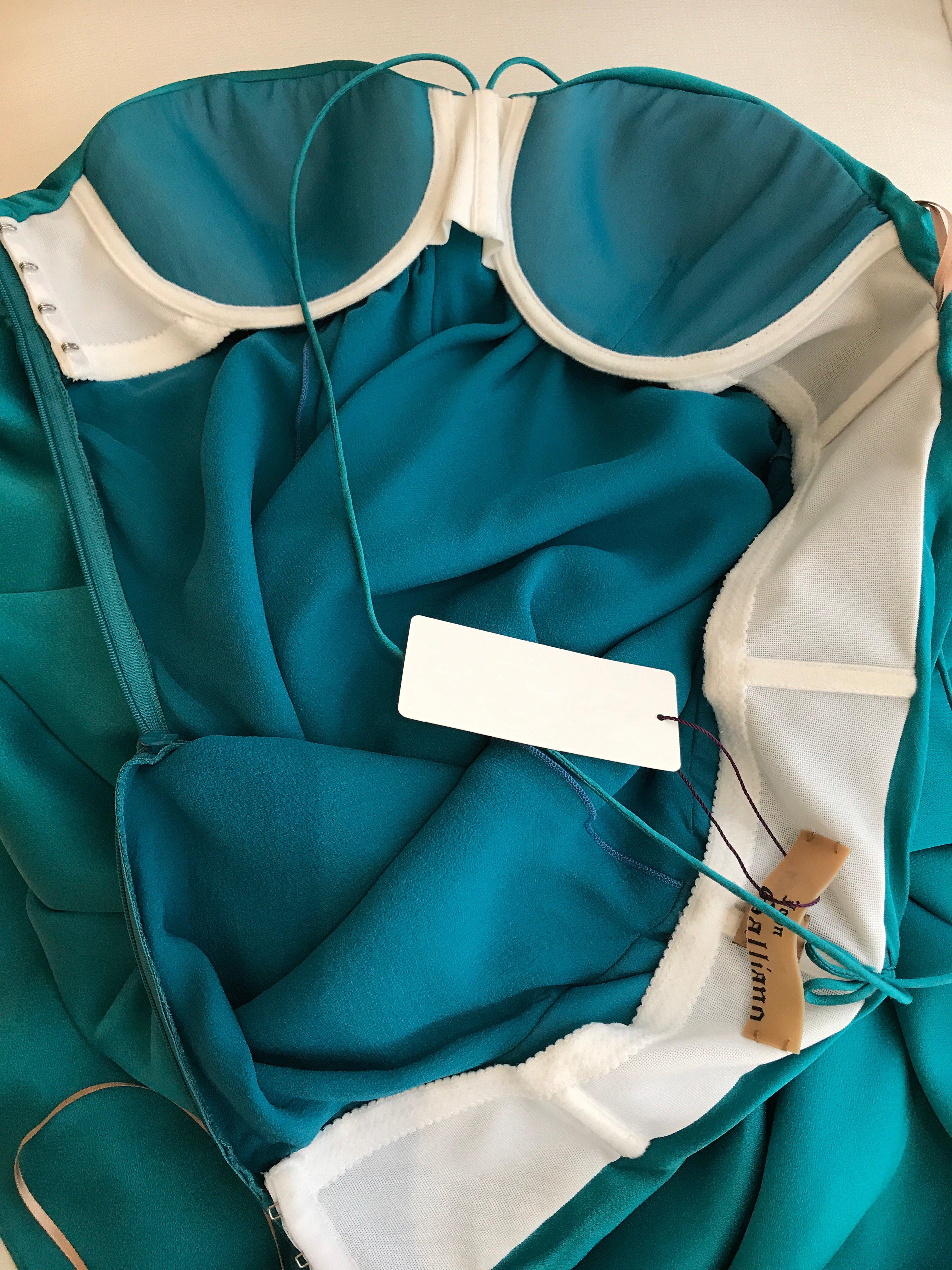 John Galliano Vintage Teal Blue Silk Halter Gown For Sale 2