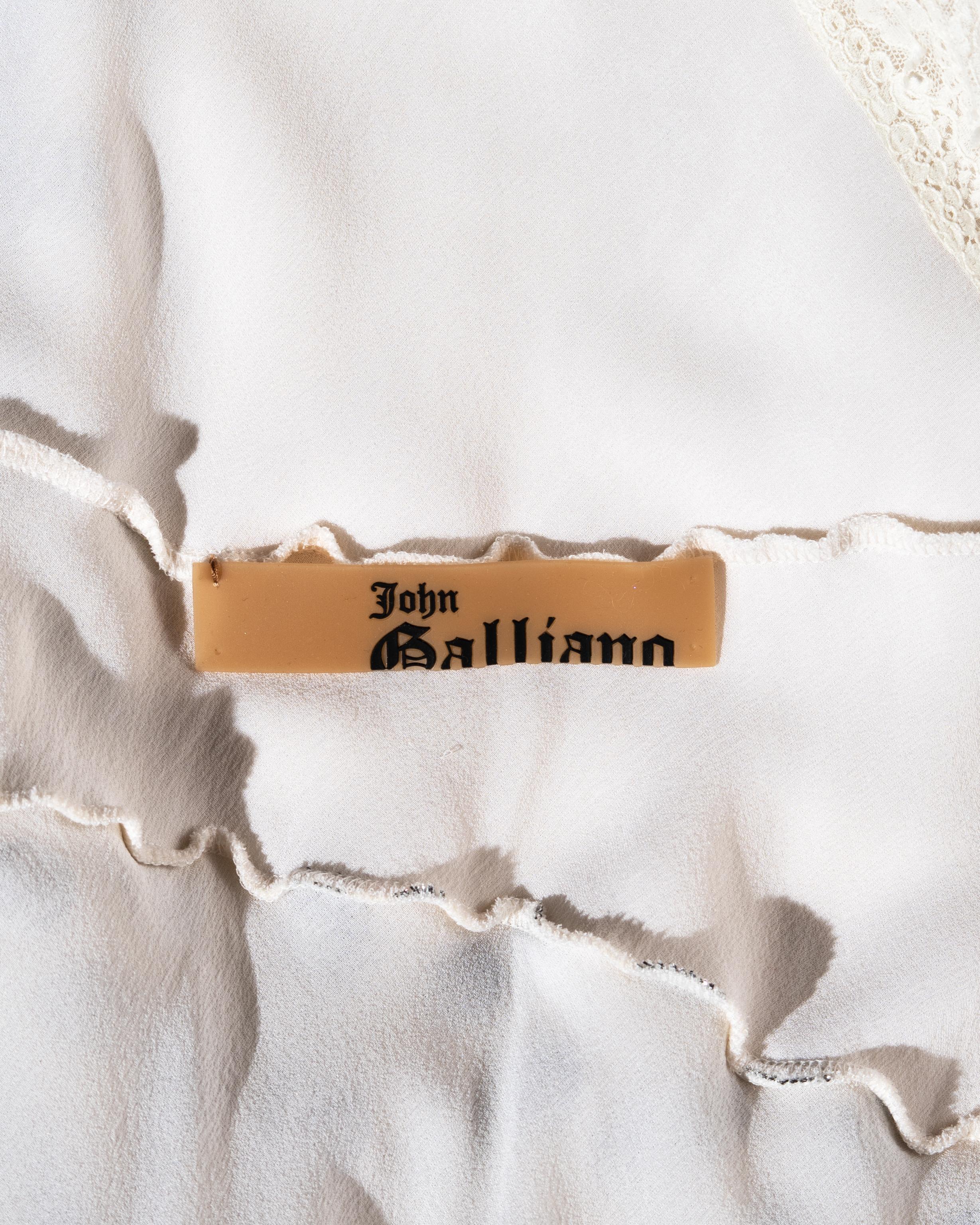 John Galliano white and silver polkadot silk devoré bias cut dress, ss 2004 4