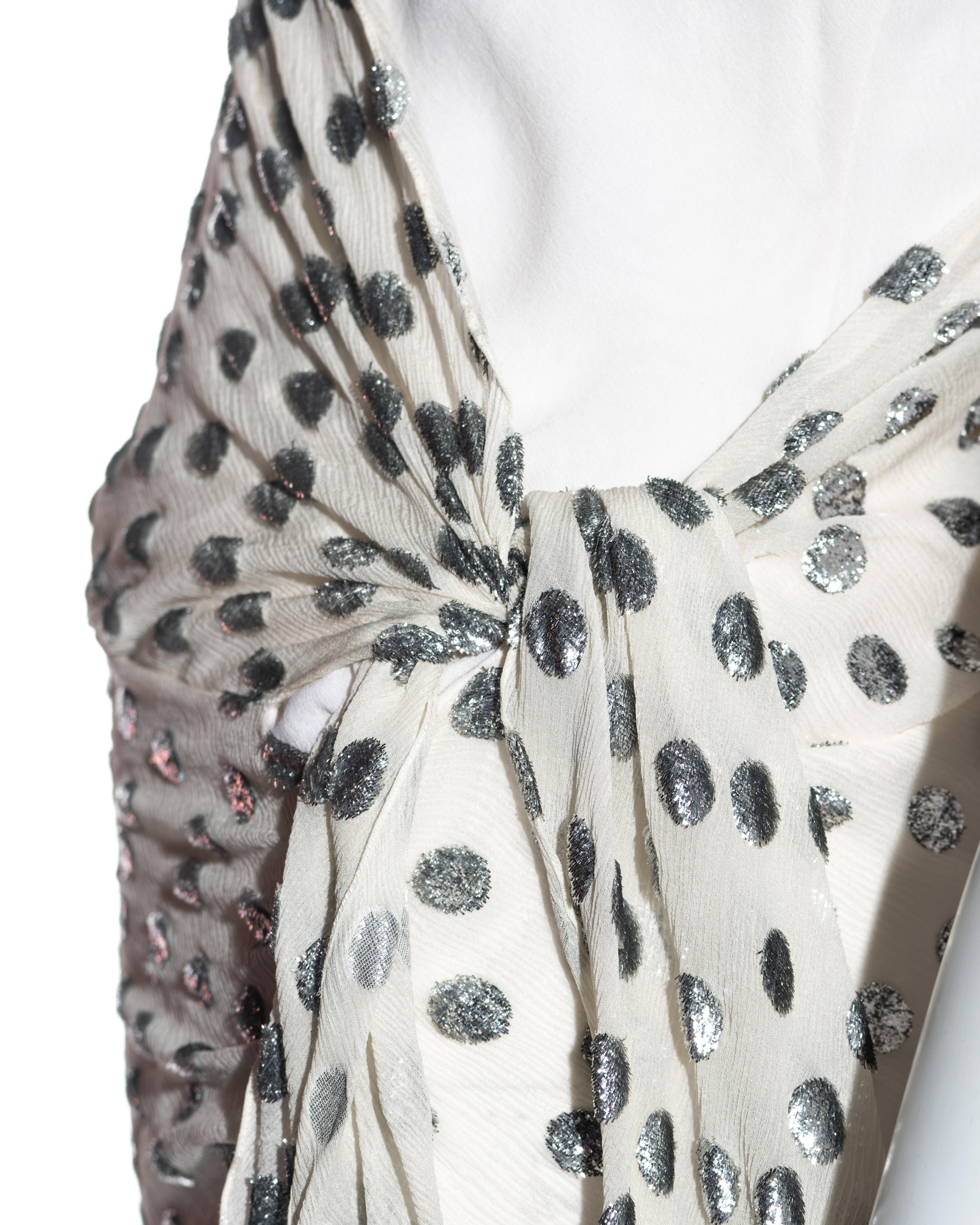 John Galliano white and silver polkadot silk devoré bias cut dress, ss 2004 1