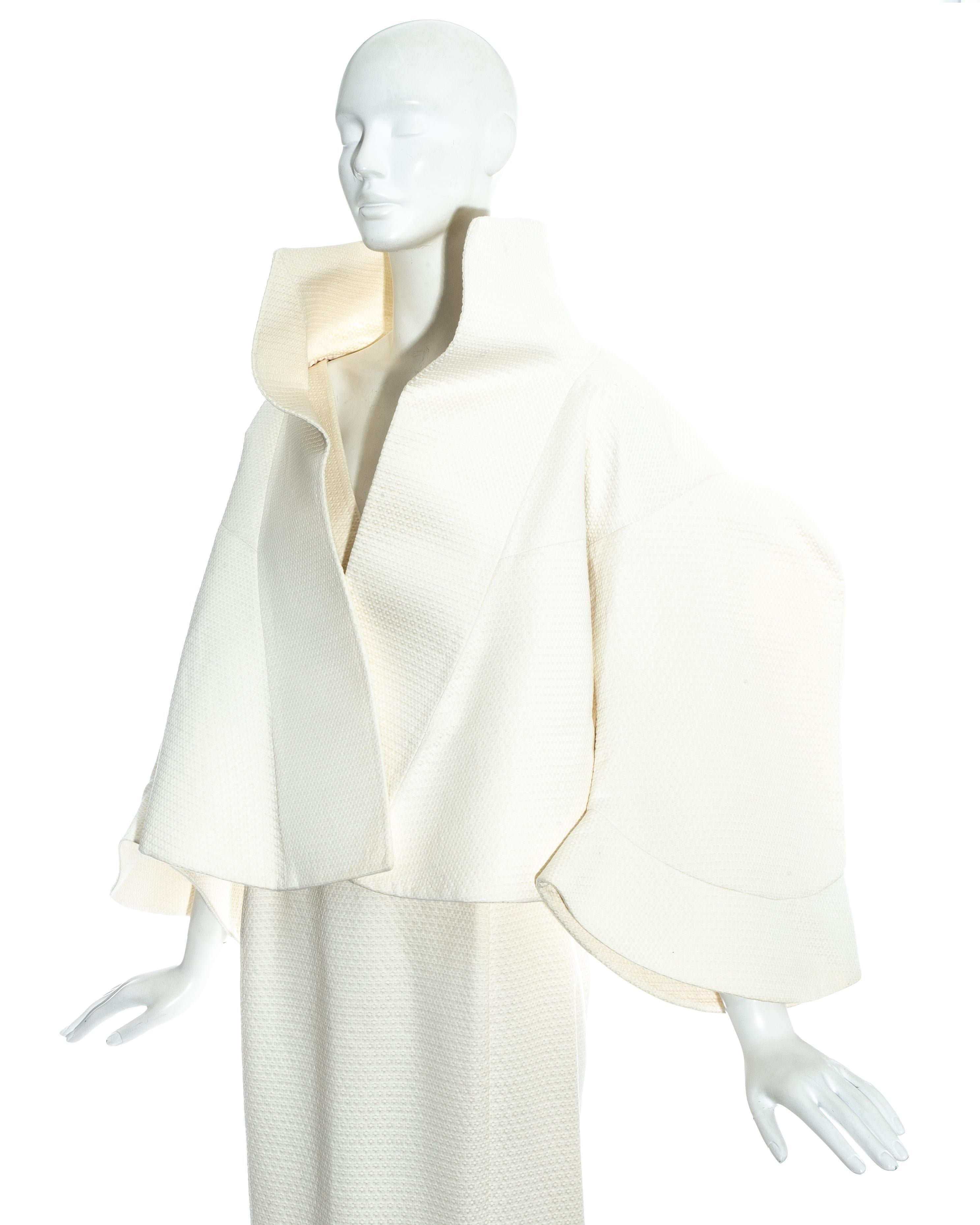 Women's John Galliano white cotton oversized jacket and dress ensemble, ss 1995