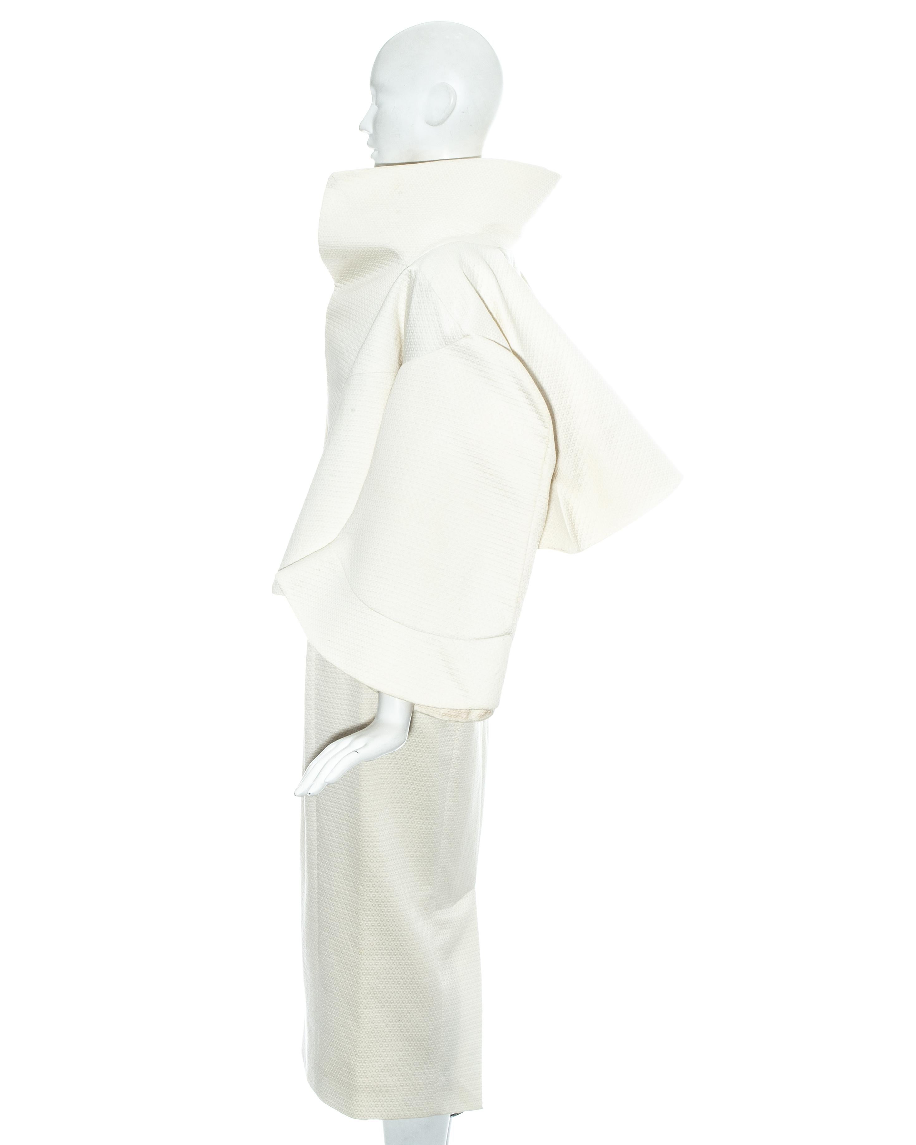 John Galliano white cotton oversized jacket and dress ensemble, ss 1995 1