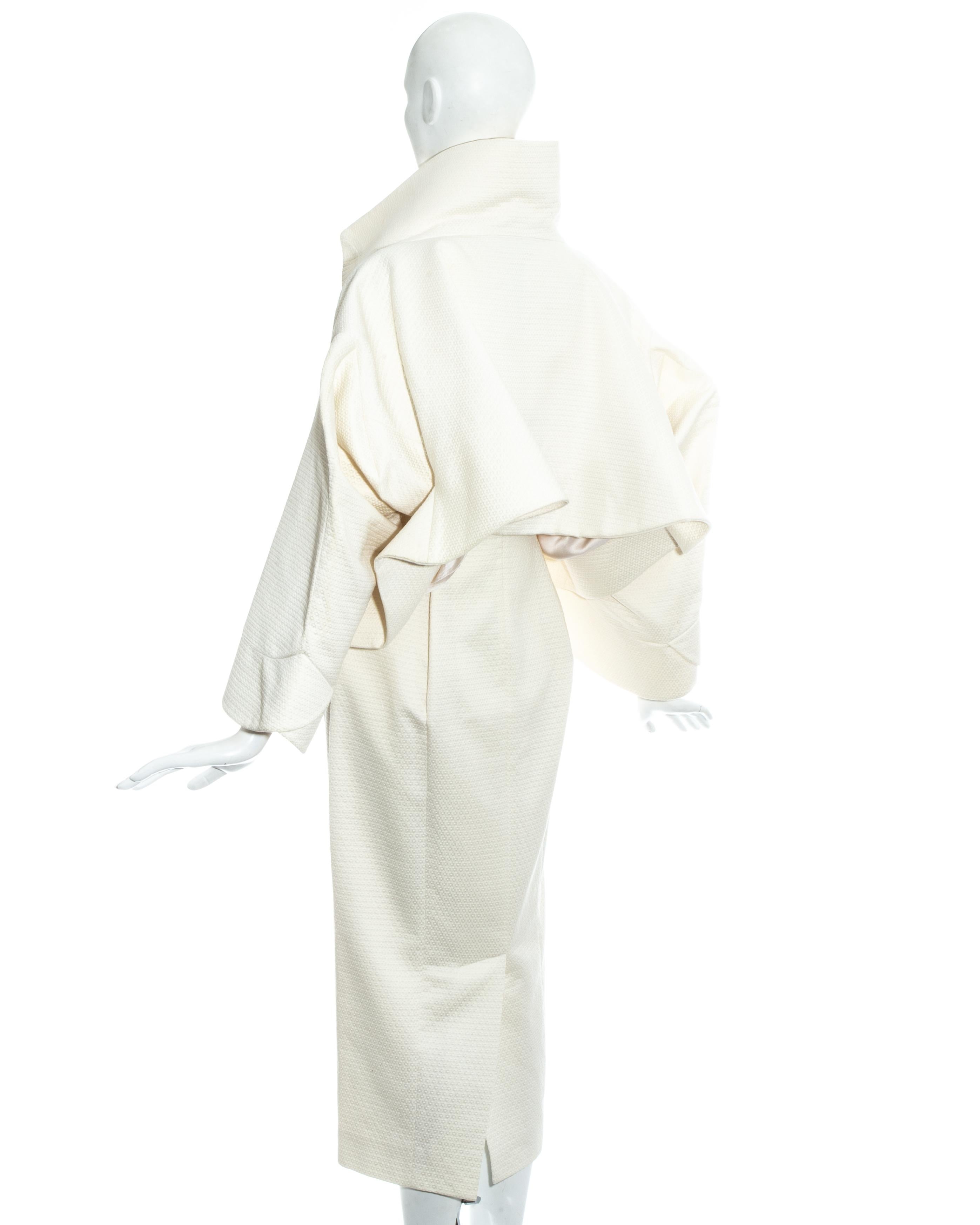 John Galliano white cotton oversized jacket and dress ensemble, ss 1995 2