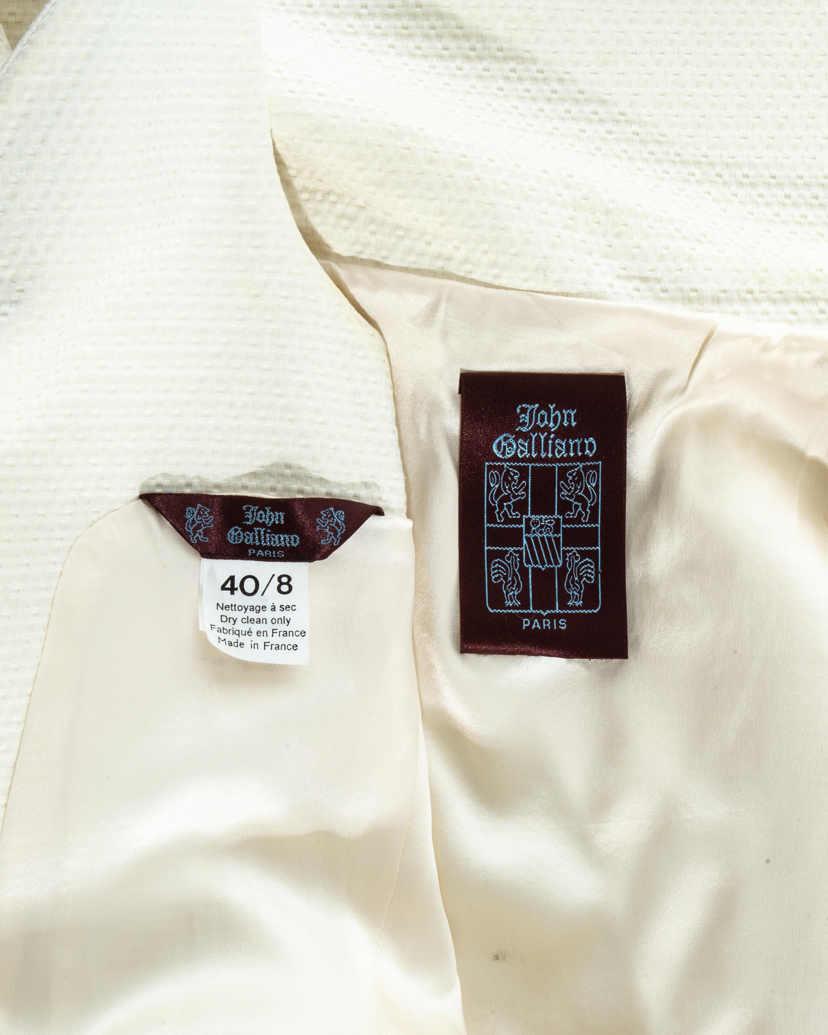 John Galliano white cotton oversized jacket and dress ensemble, ss 1995 3
