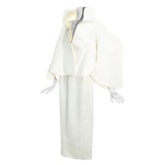 John Galliano white cotton oversized jacket and dress ensemble, ss 1995