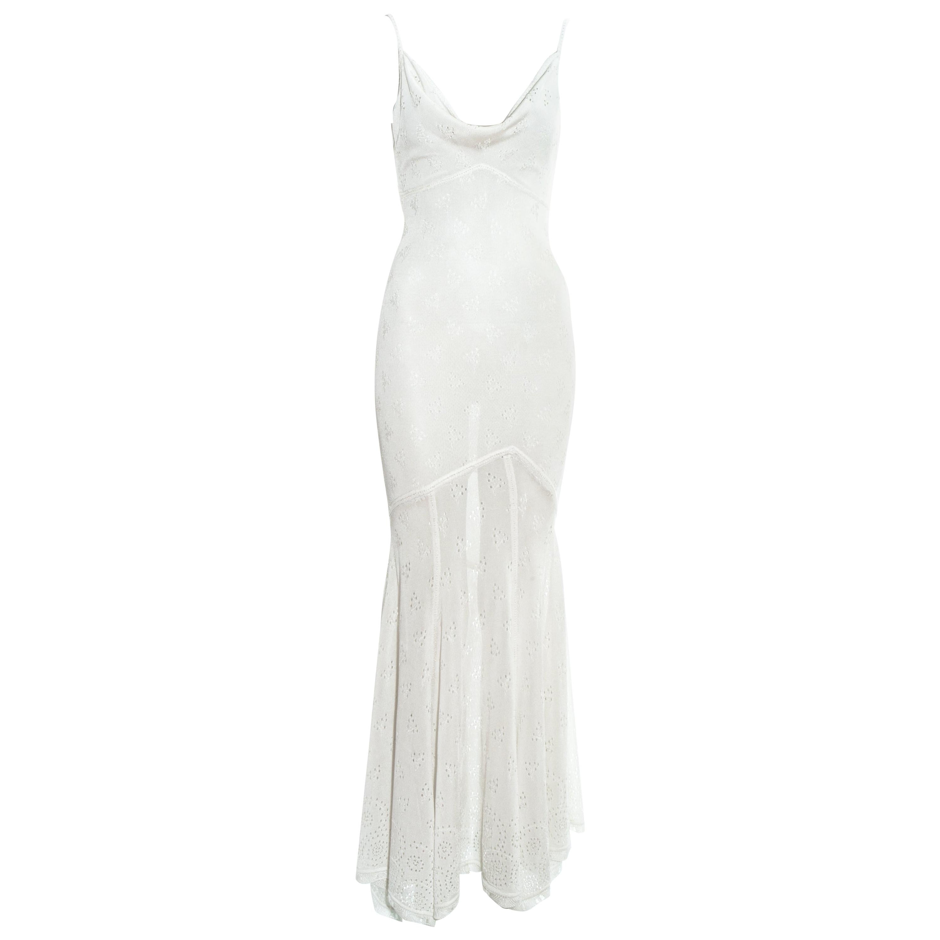 John Galliano white crochet knitted maxi dress, ss 2000