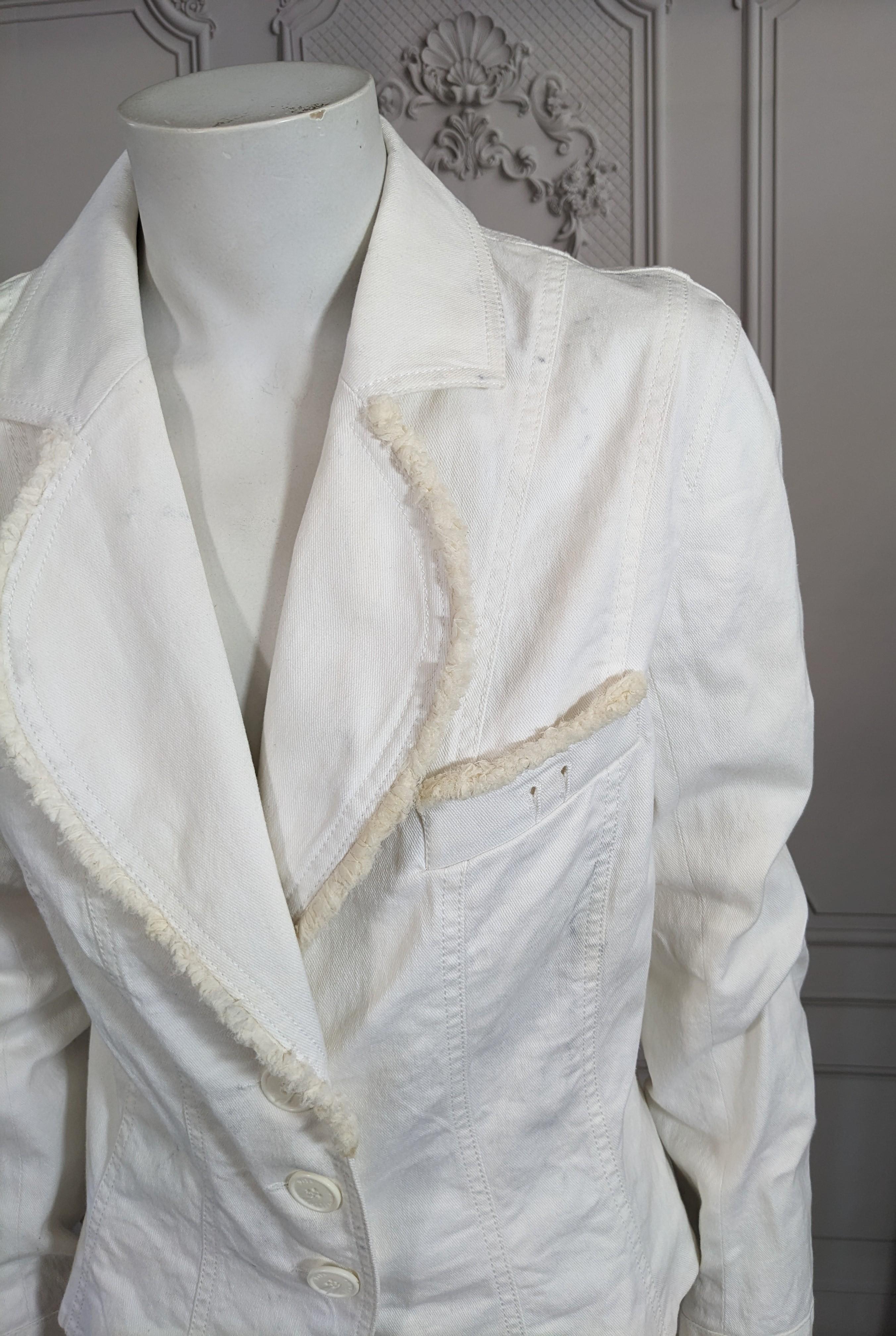 John Galliano White Denim Jacket In Good Condition For Sale In New York, NY