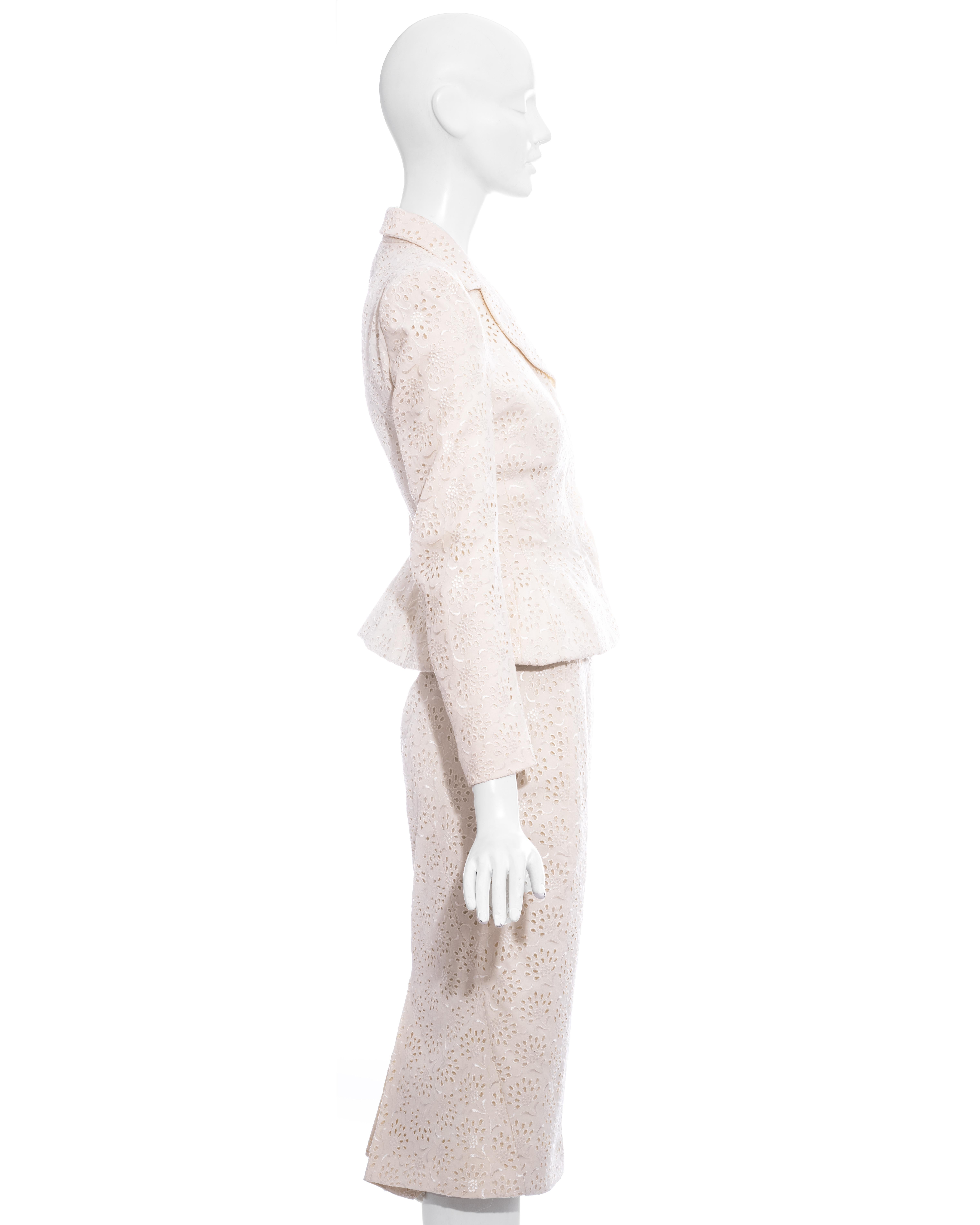White John Galliano white broderie anglaise cotton skirt suit, ss 1996 For Sale
