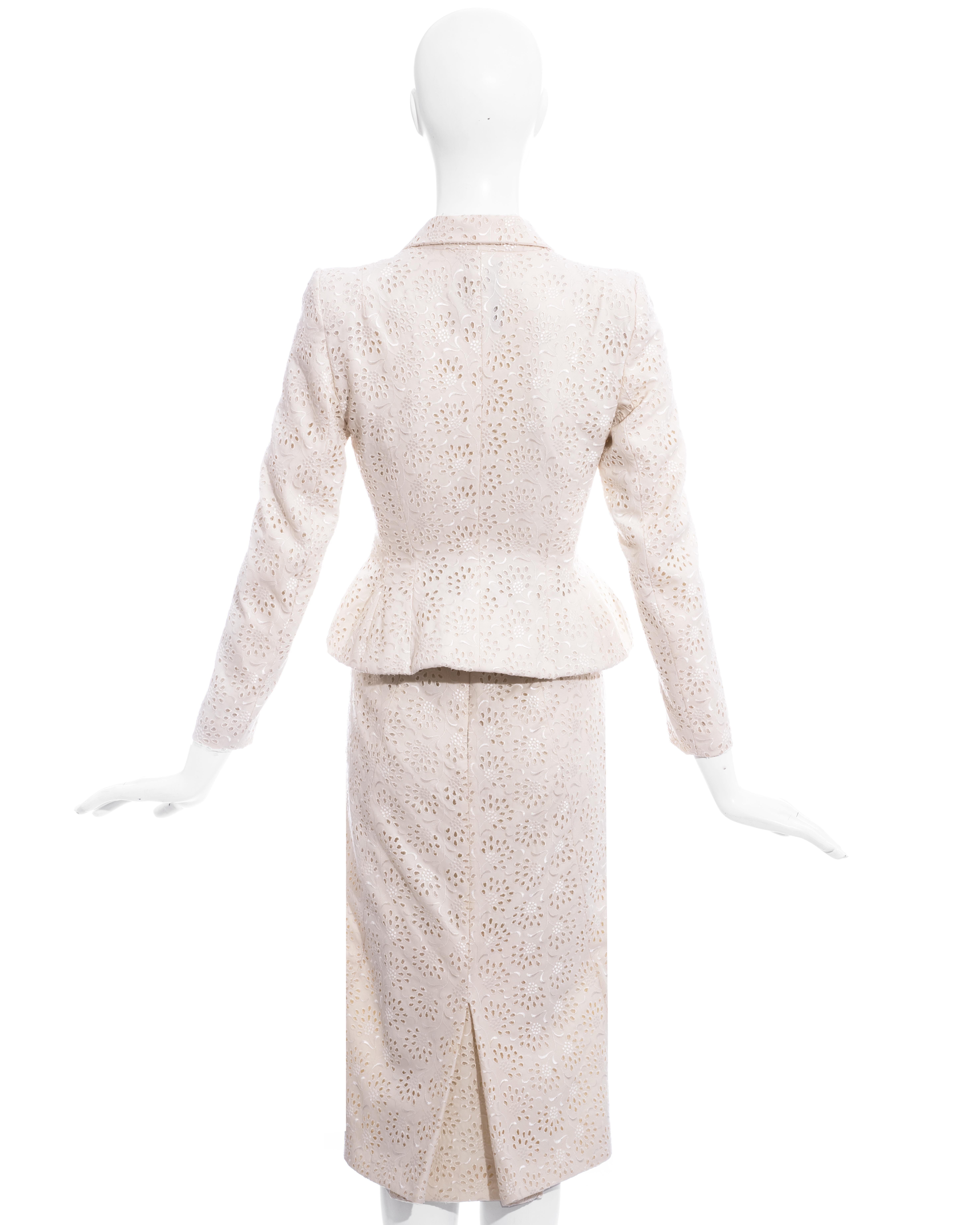 John Galliano white broderie anglaise cotton skirt suit, ss 1996 For Sale 1