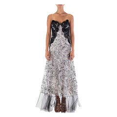 John Galliano White Face Pattern Gown