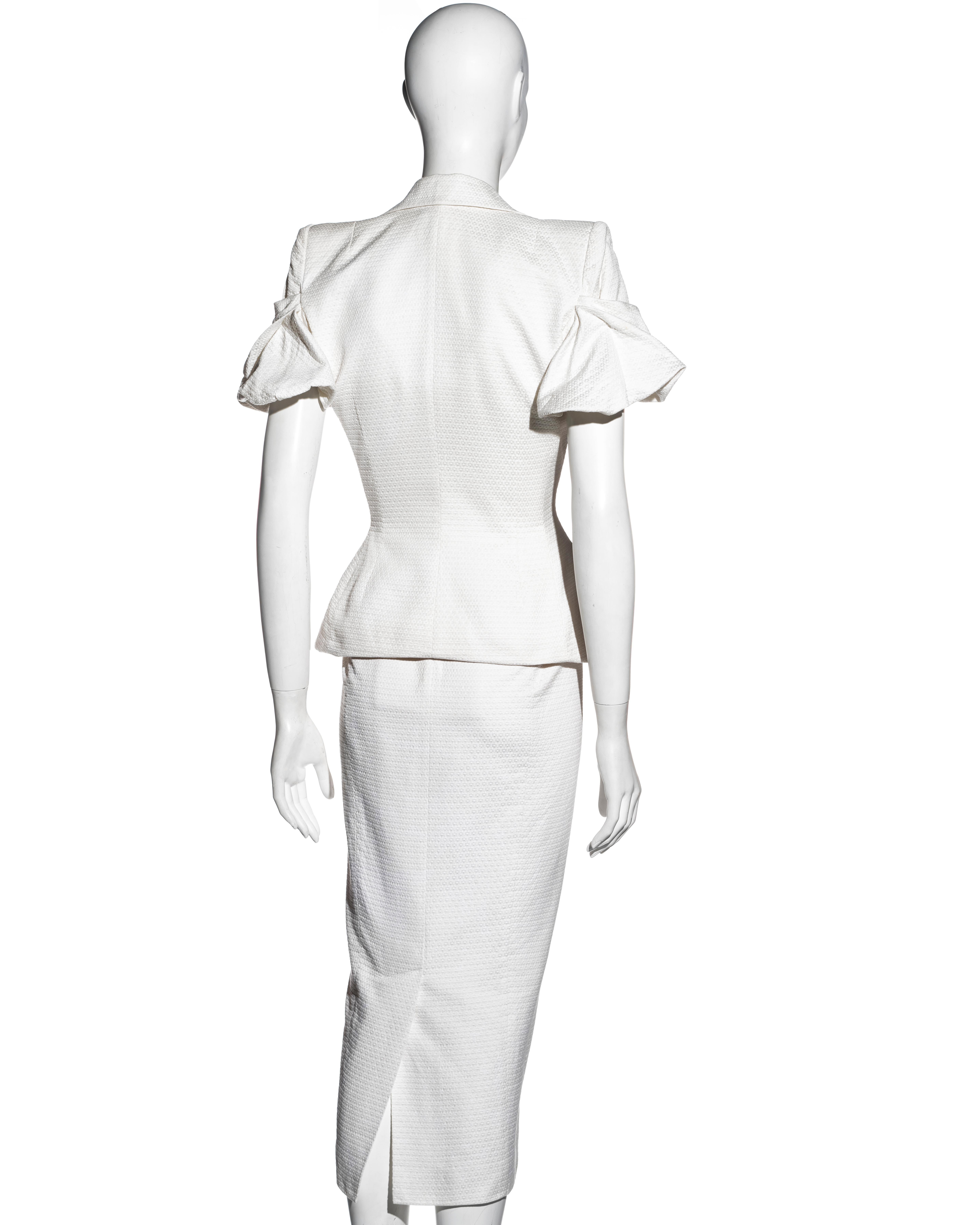 John Galliano white pique cotton jacket and dress ensemble, ss 1995 3
