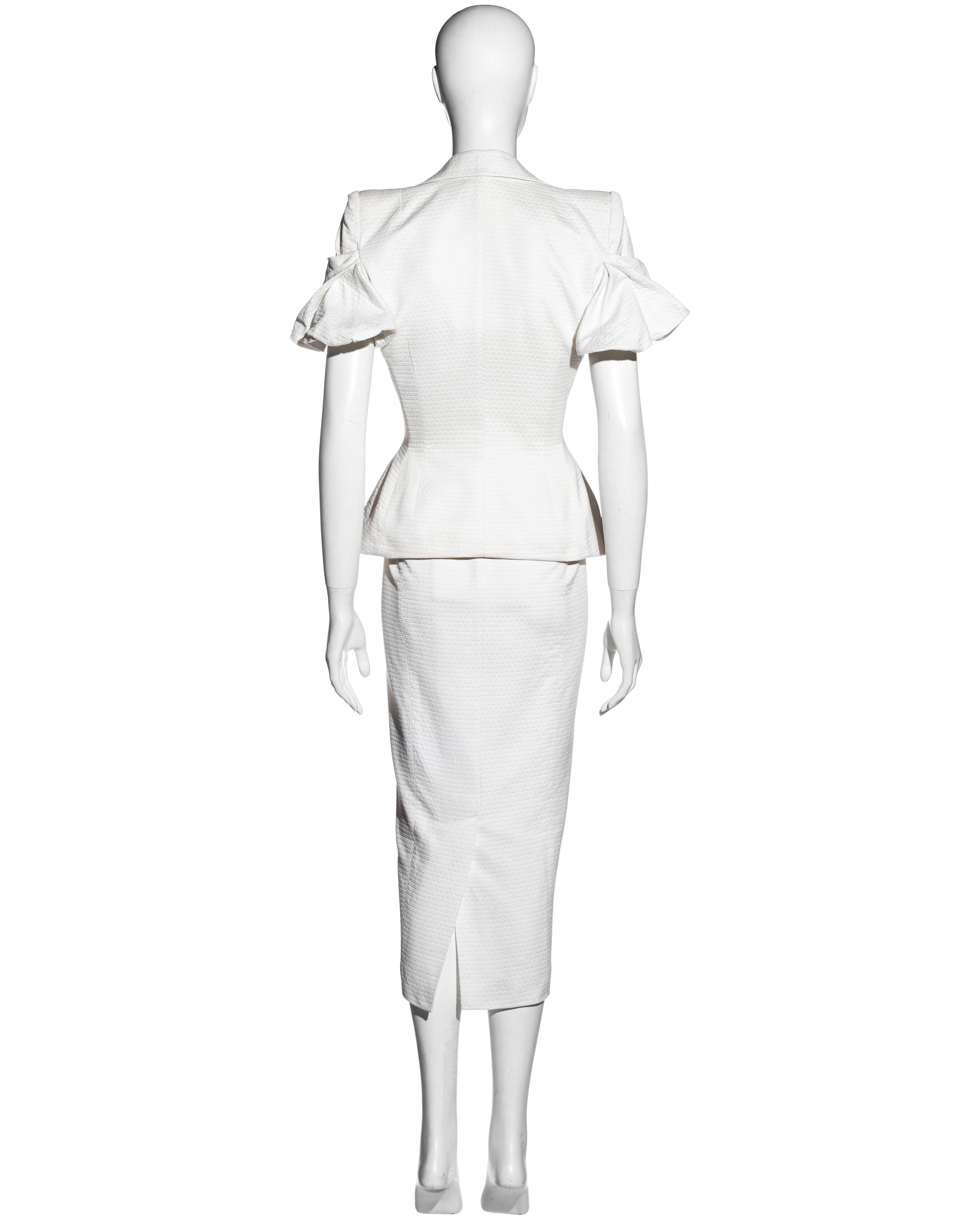 John Galliano white pique cotton jacket and dress ensemble, ss 1995 5