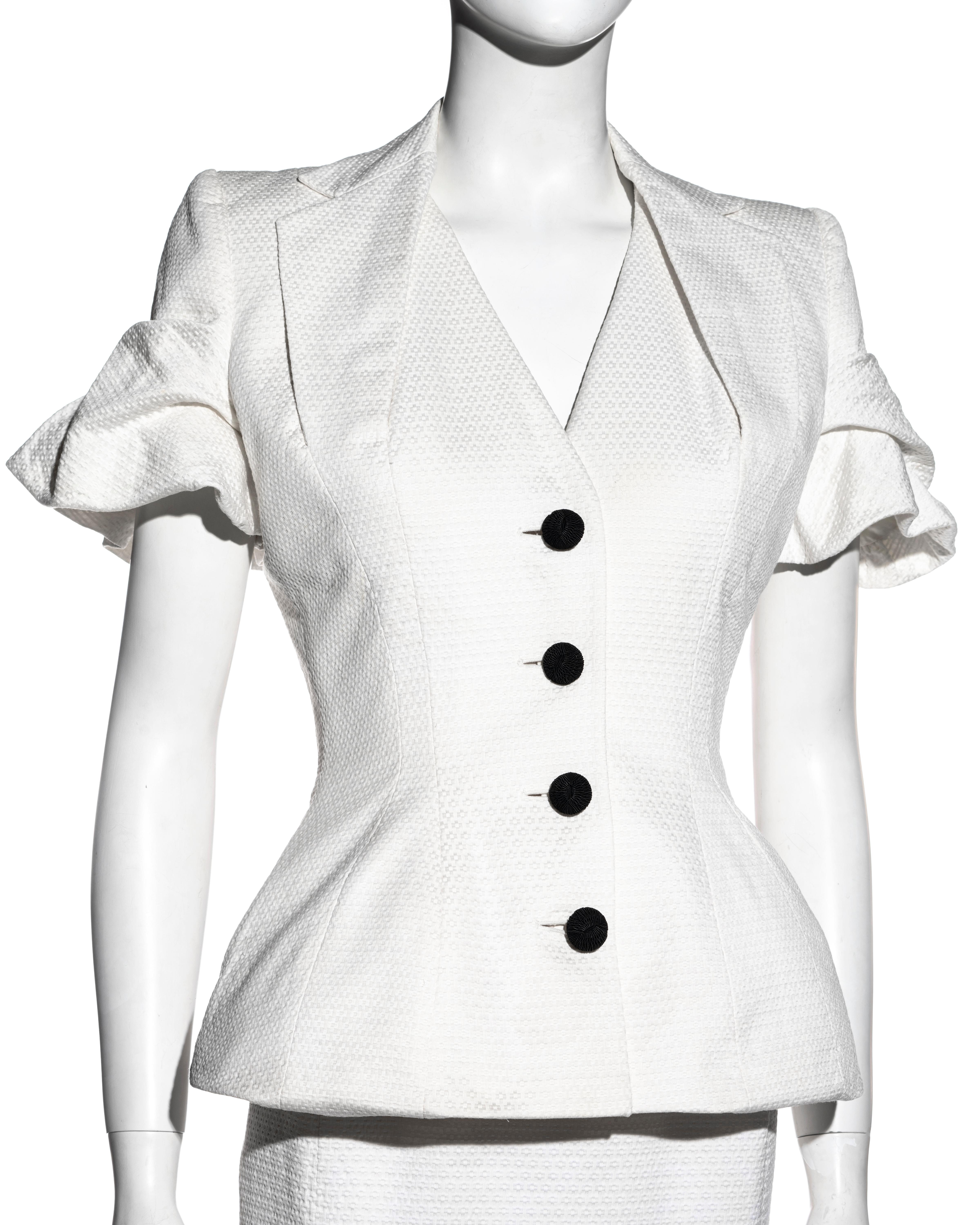 John Galliano white pique cotton jacket and dress ensemble, ss 1995 1