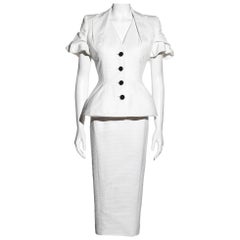 John Galliano white pique cotton jacket and dress ensemble, ss 1995