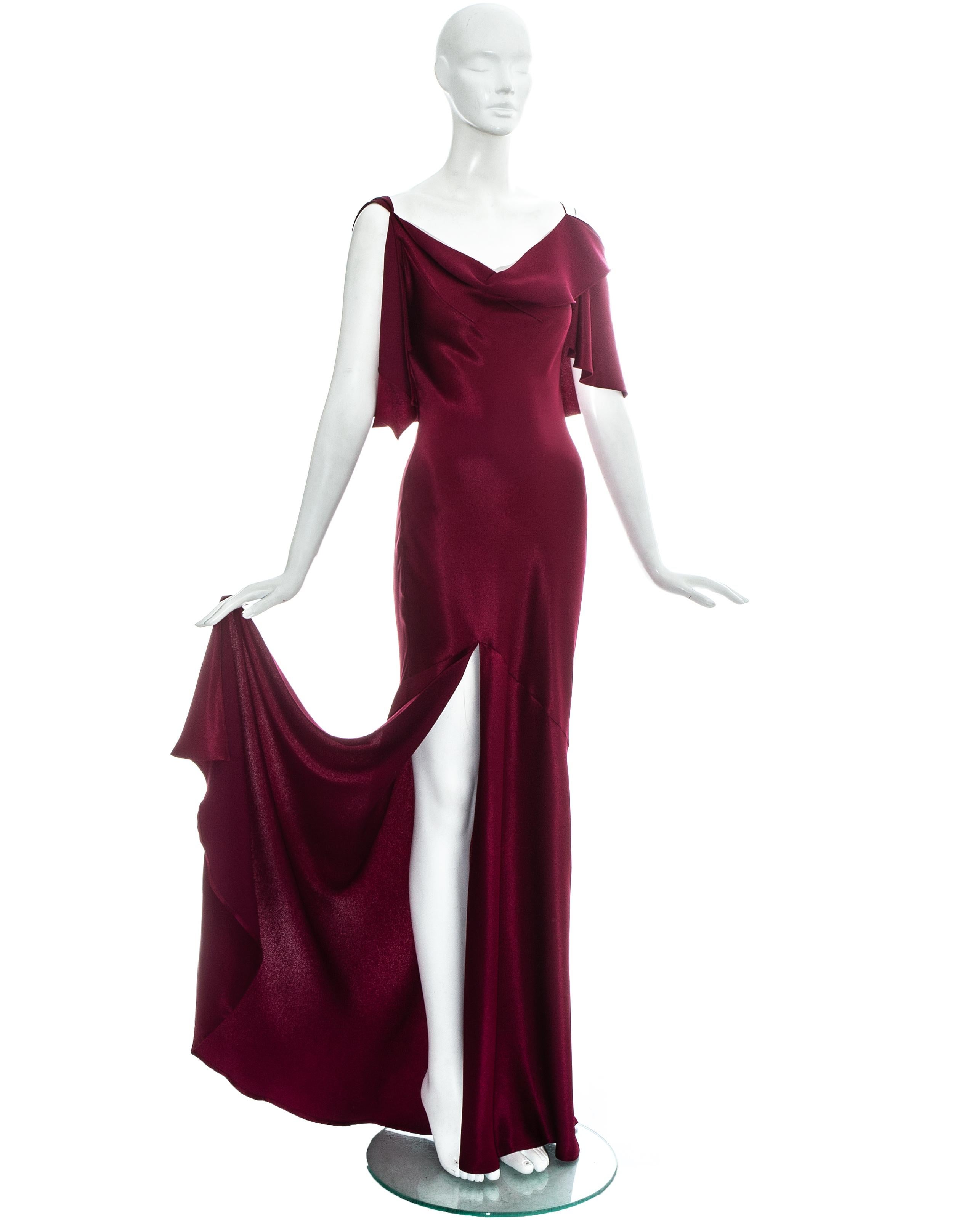 John Galliano wine red satin bias cut evening dress, fw 1999 For Sale at  1stDibs